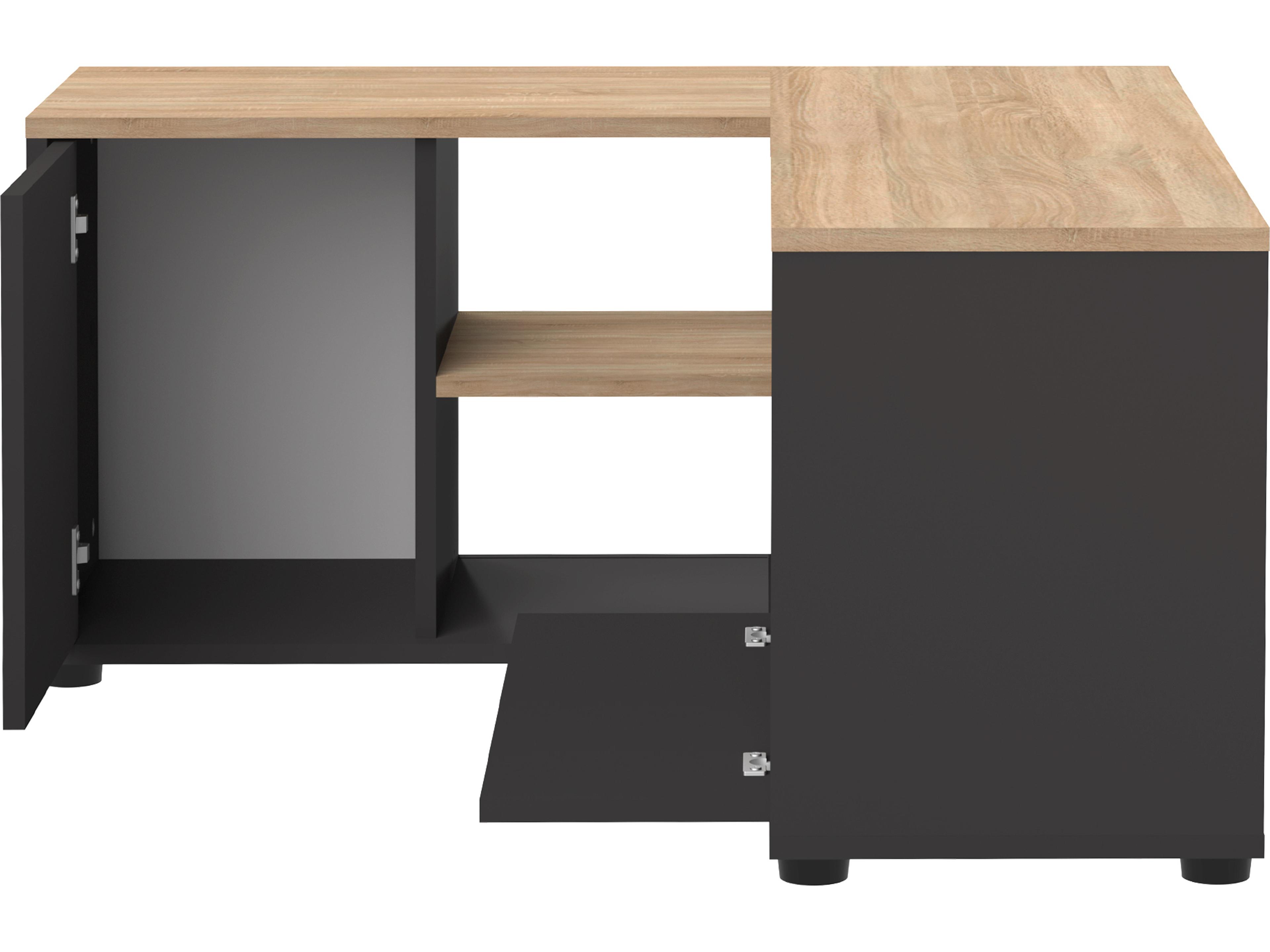 TemaHome Angle 35" Oak Wood Black Natural Color Media Console
