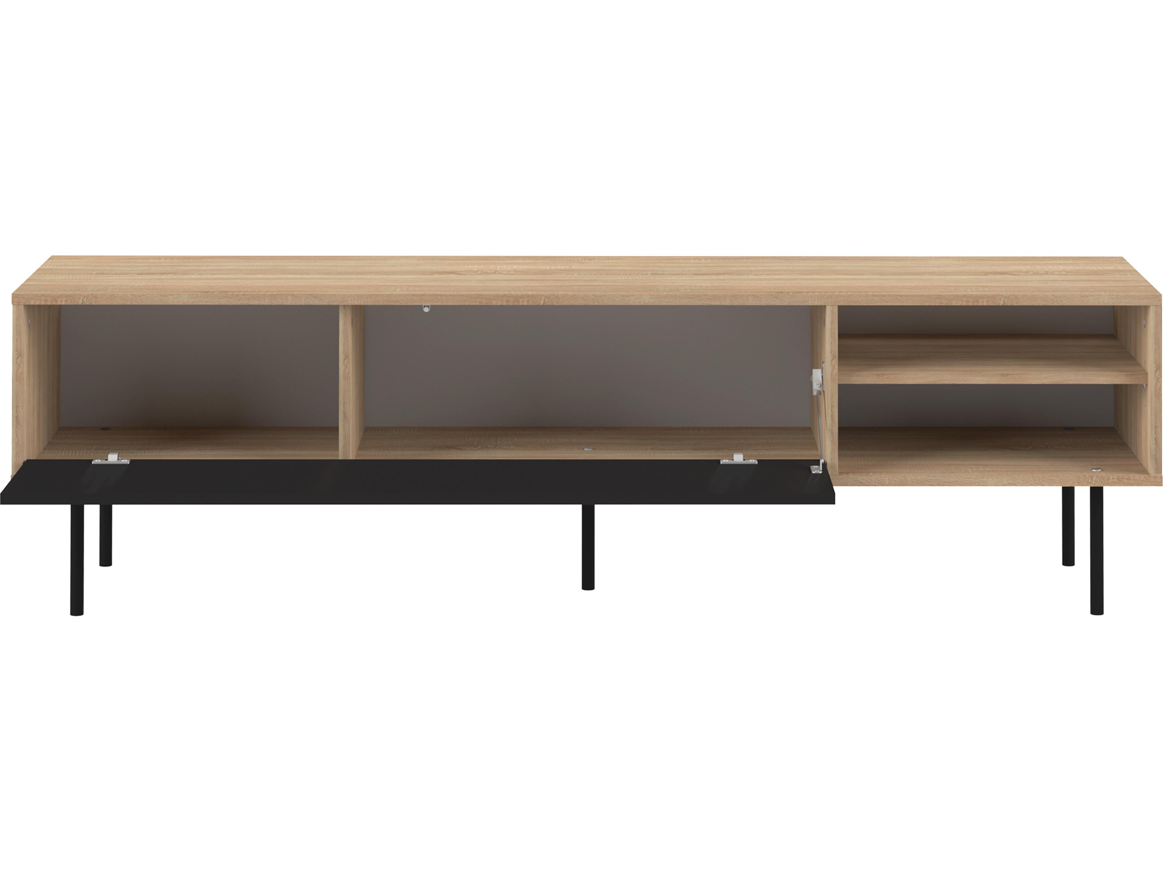 TemaHome Ampere 65" Oak Wood Color Black Media Console