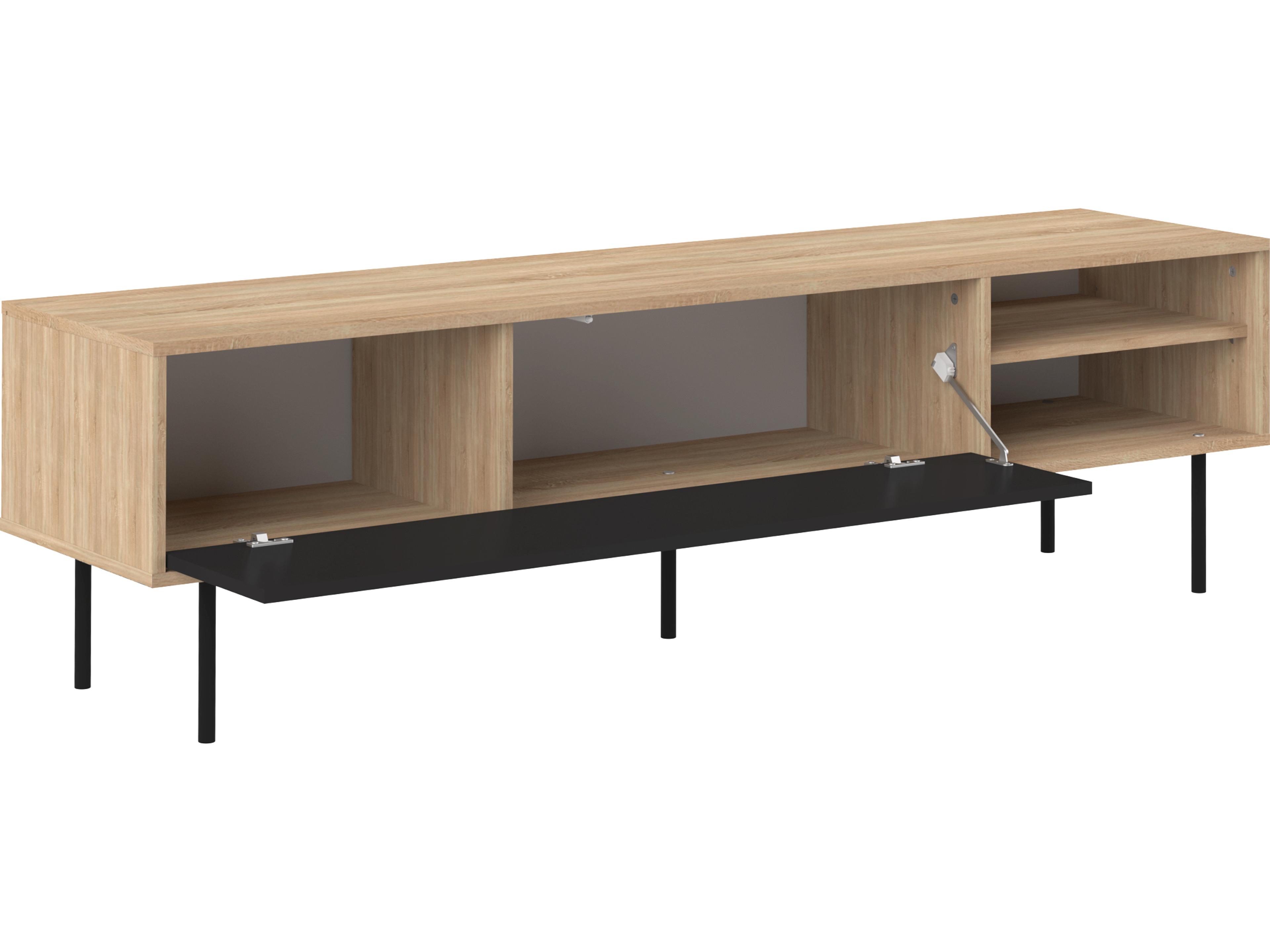 TemaHome Ampere 65" Oak Wood Color Black Media Console