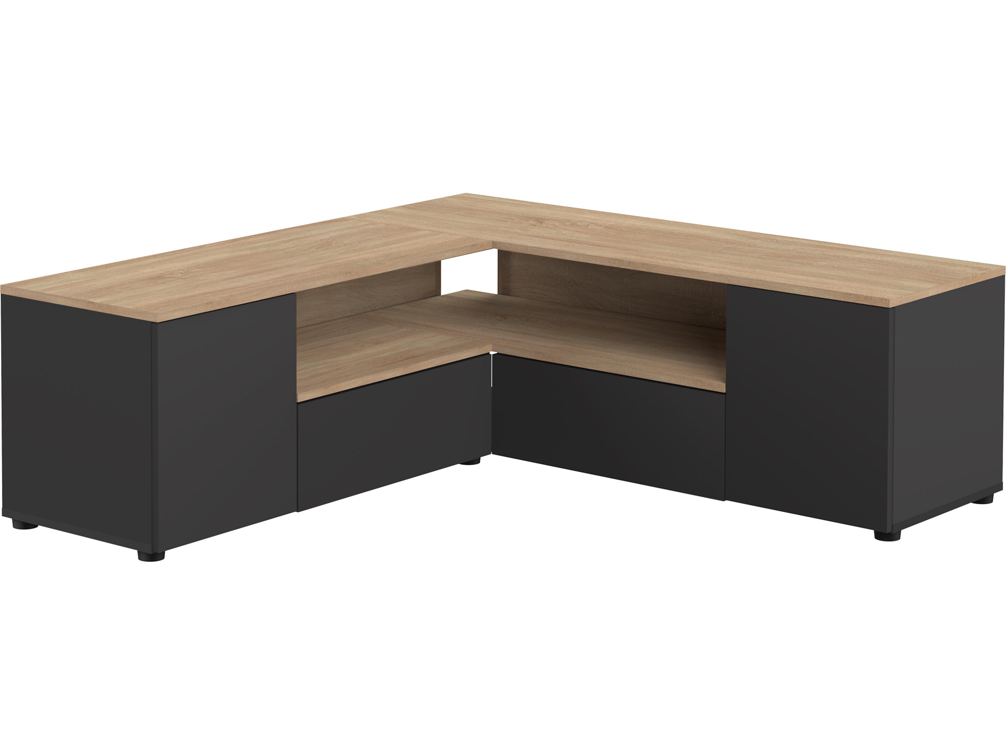 Angle TV Stand in Black and Oak