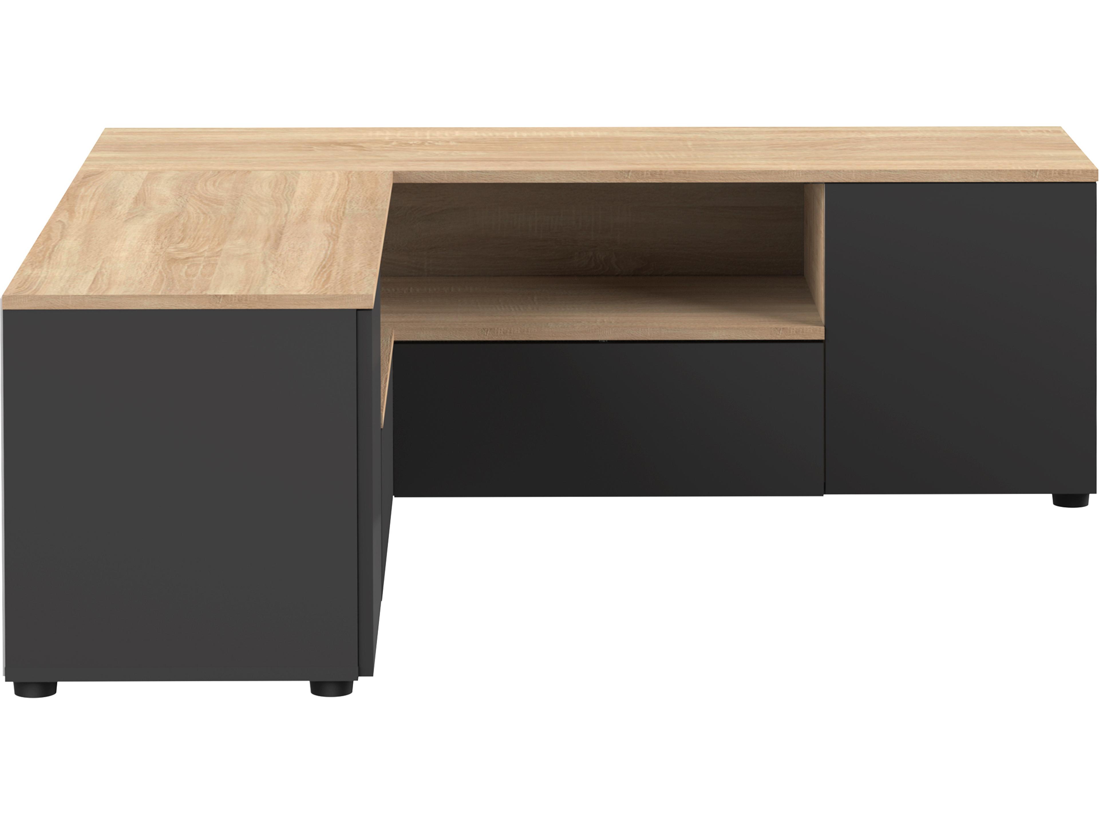 TemaHome Angle 51" Oak Wood Black Color Media Console