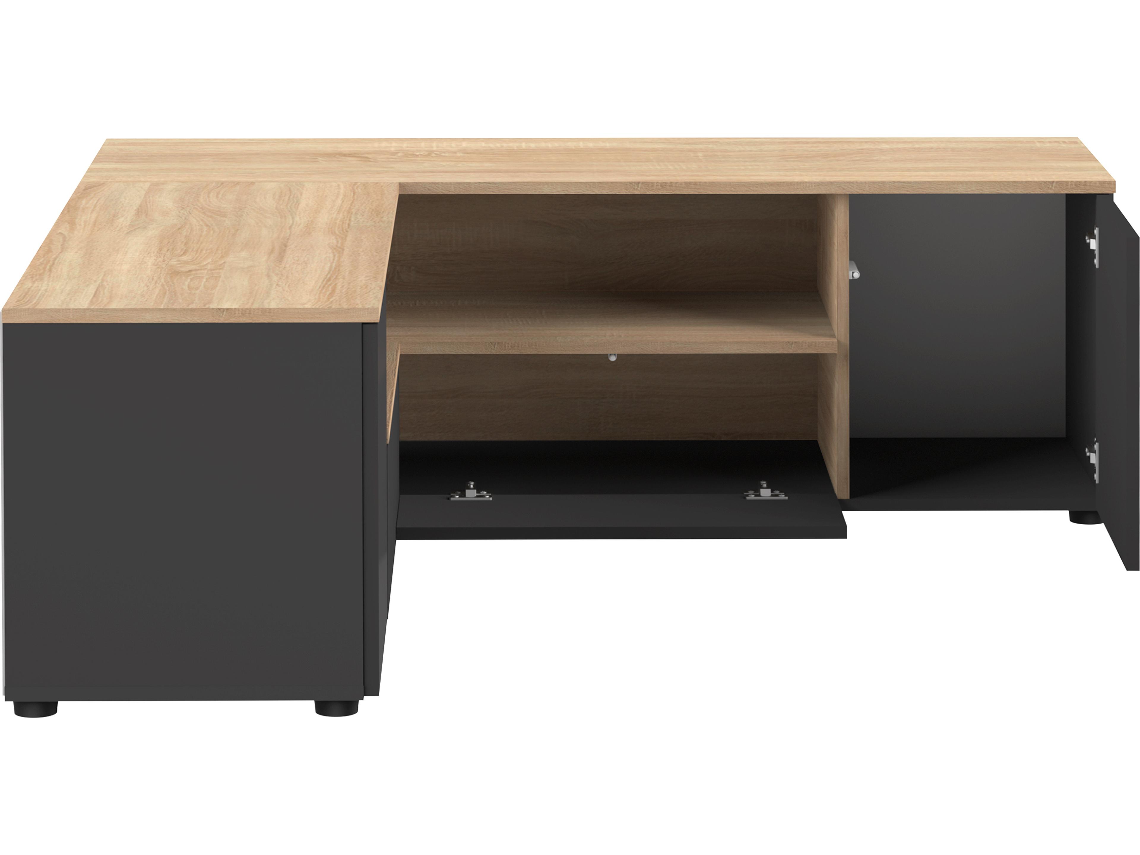 TemaHome Angle 51" Oak Wood Black Color Media Console