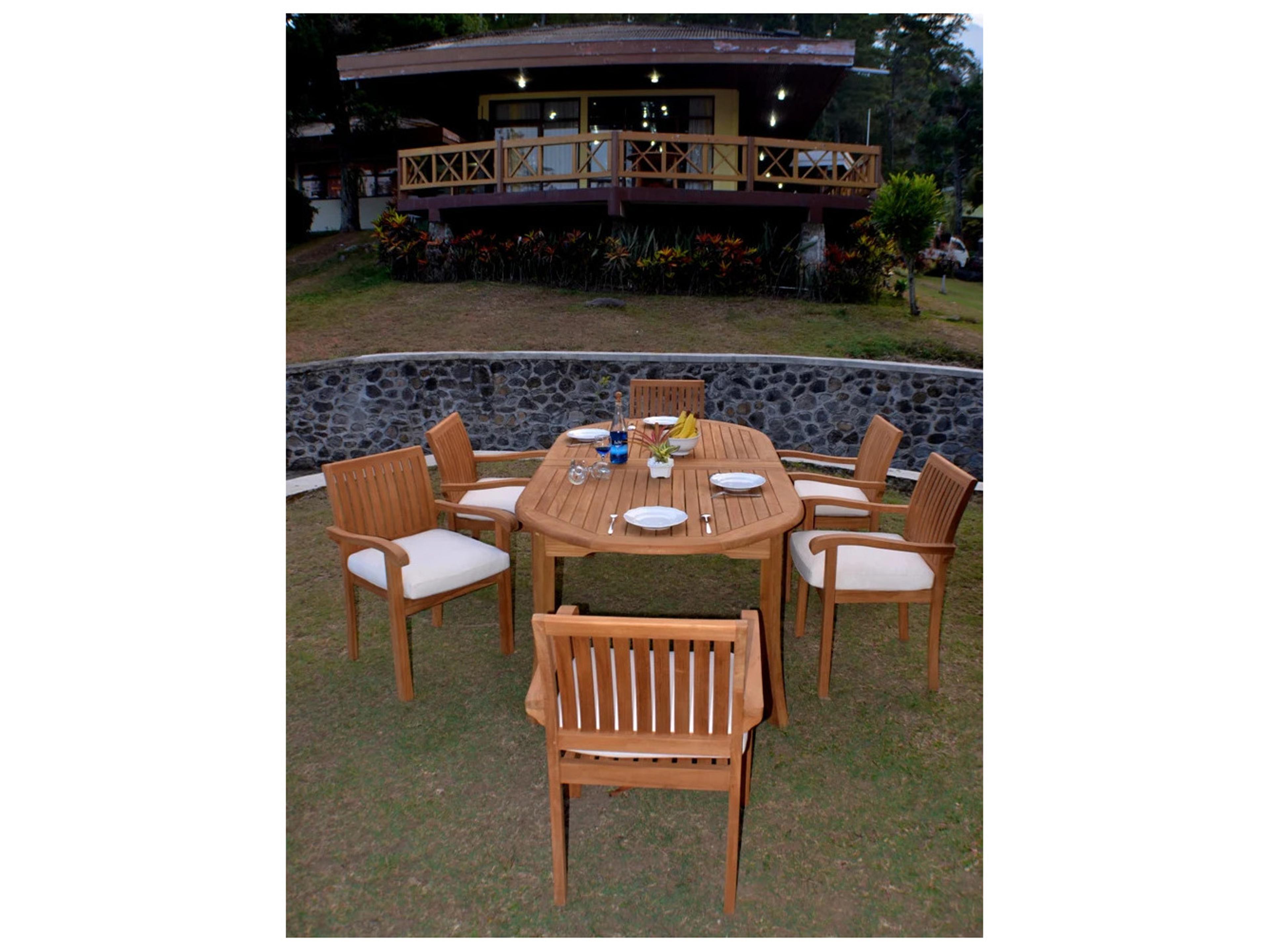 9 Pieces 117" Large Double Oval Dining Set