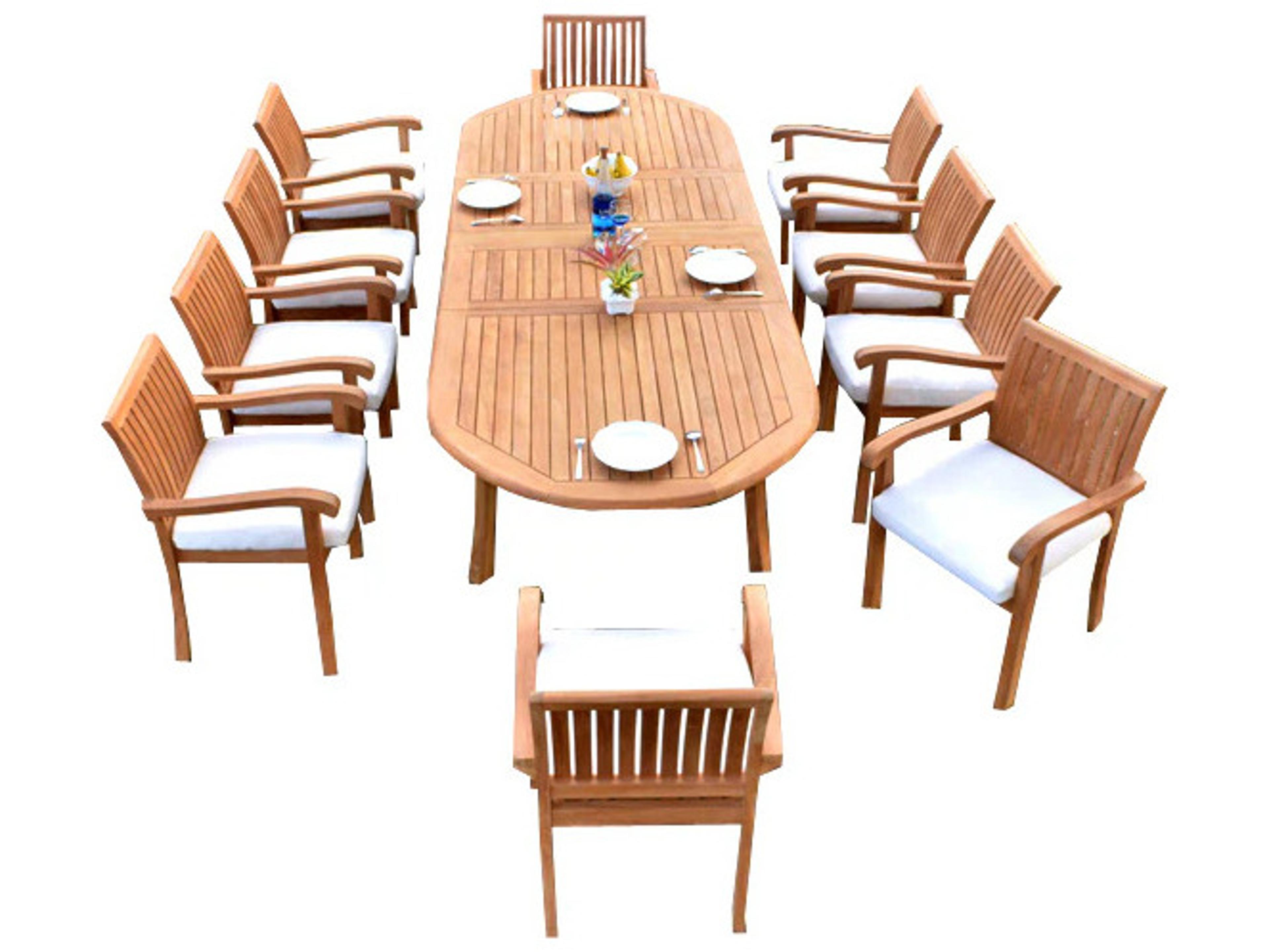 11 Pieces 117" Large Double Oval Dining Set