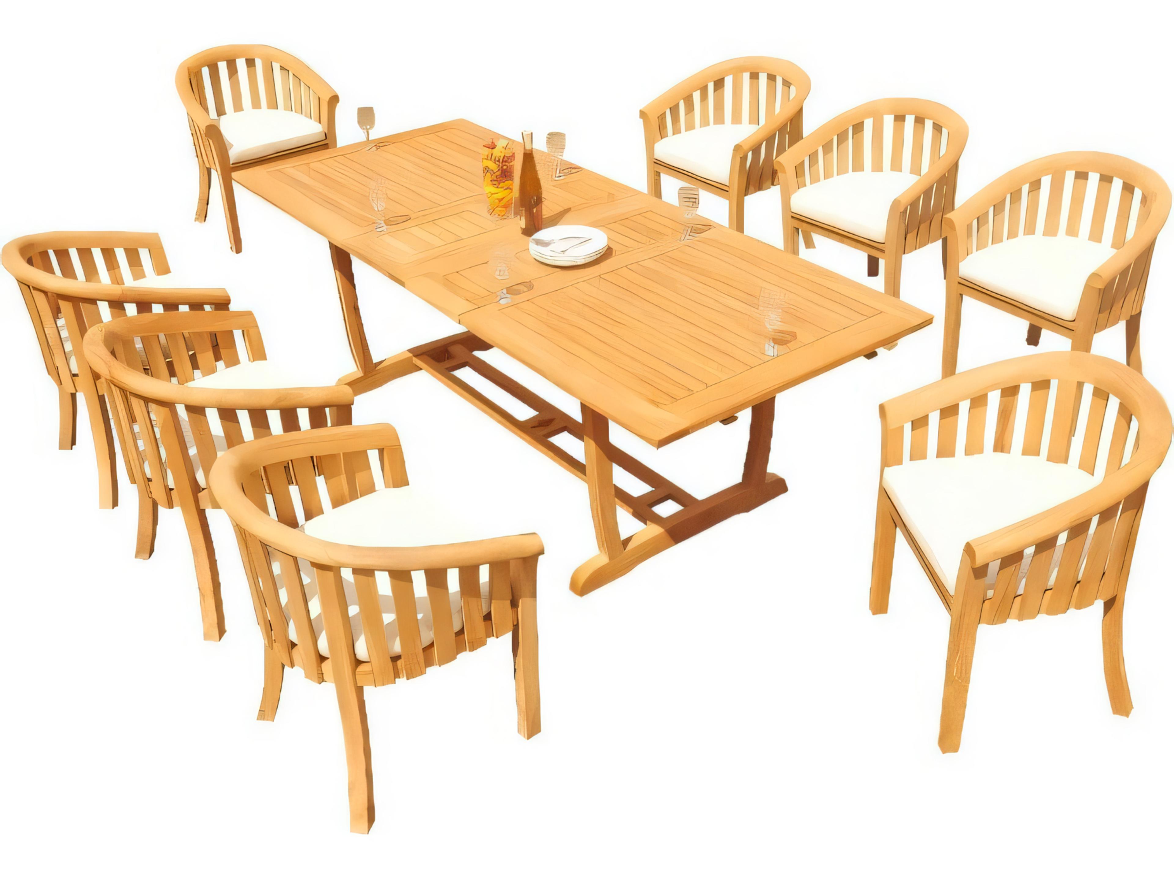 Teak Smith Mas 118" Rectangular Dining Table with Umbrella Hole