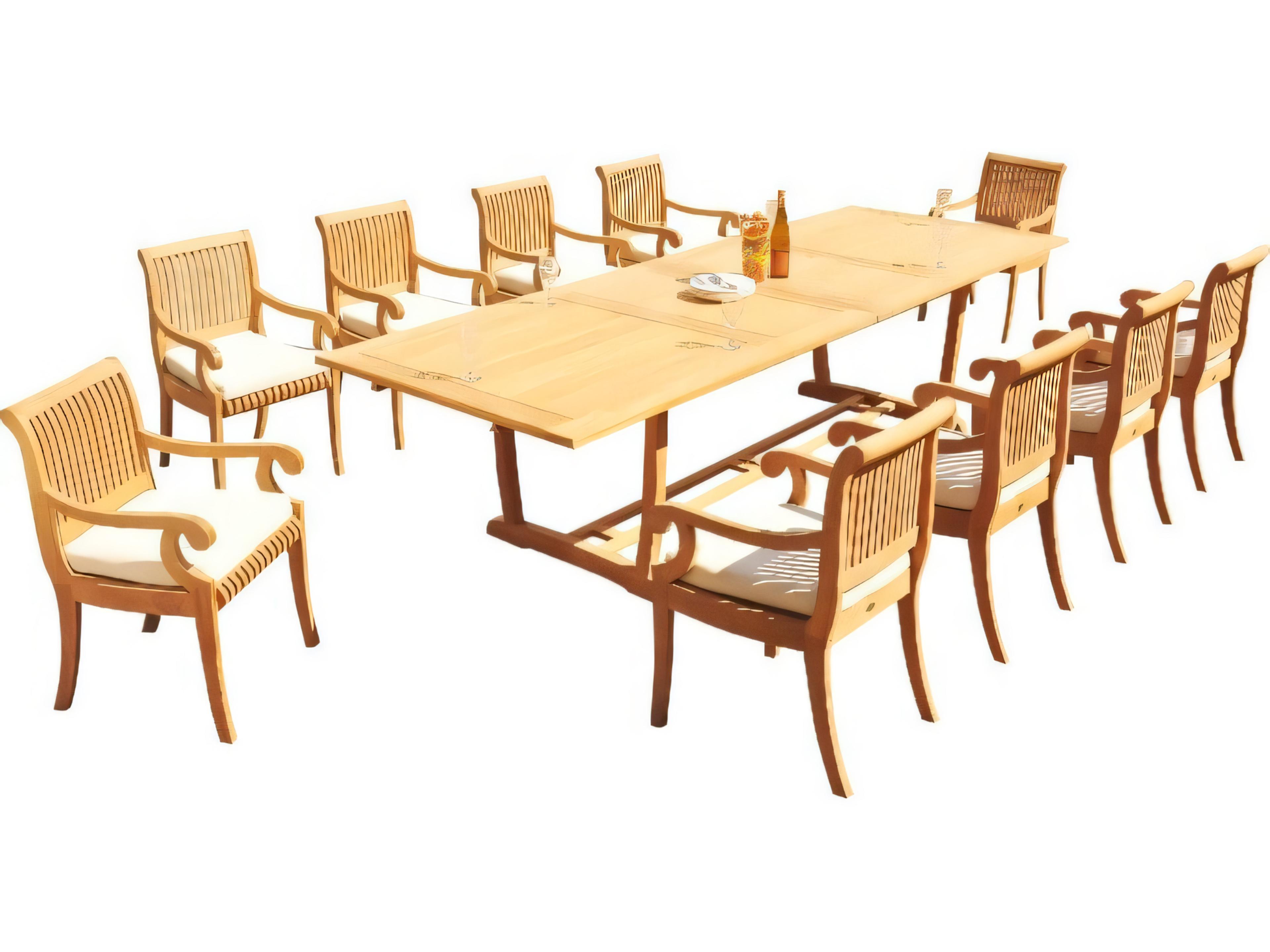 Teak Smith Mas 118" Rectangular Dining Table with Umbrella Hole