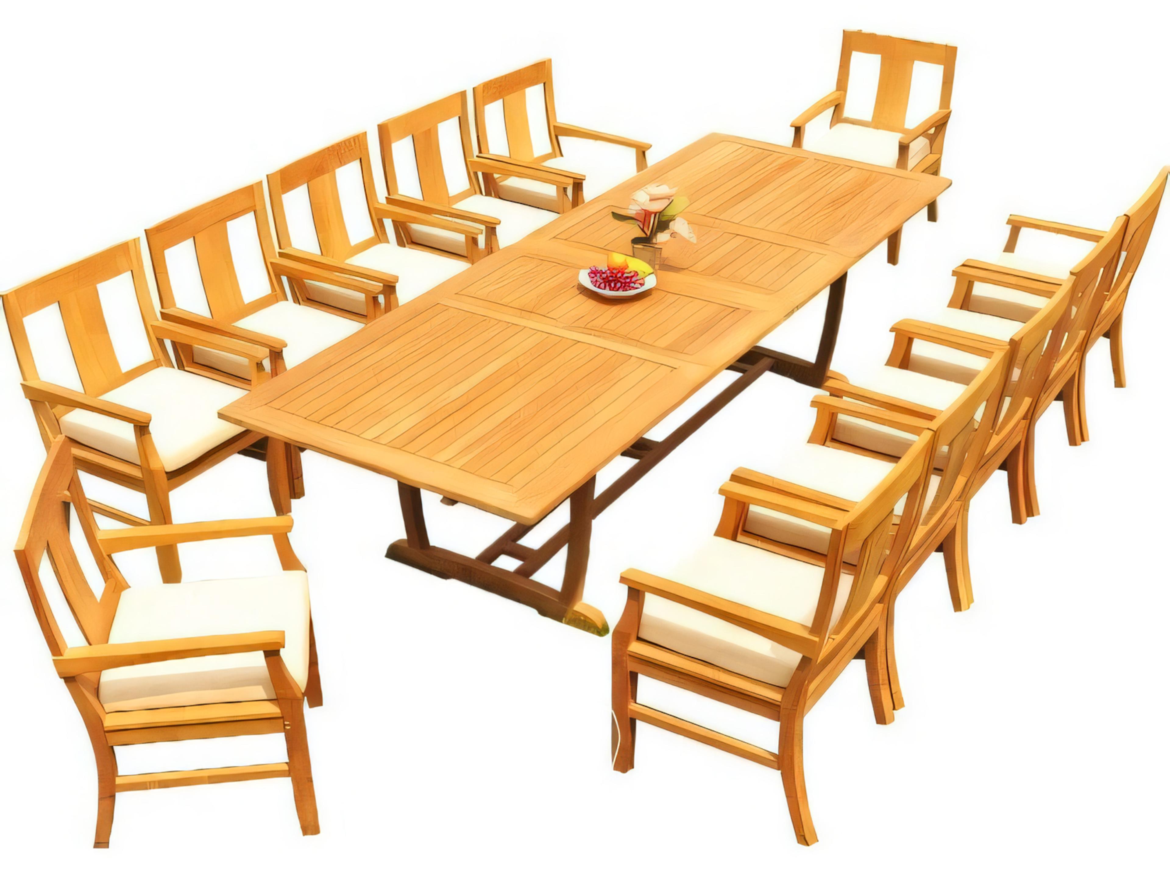 Teak Smith Mas 118" Rectangular Dining Table with Umbrella Hole