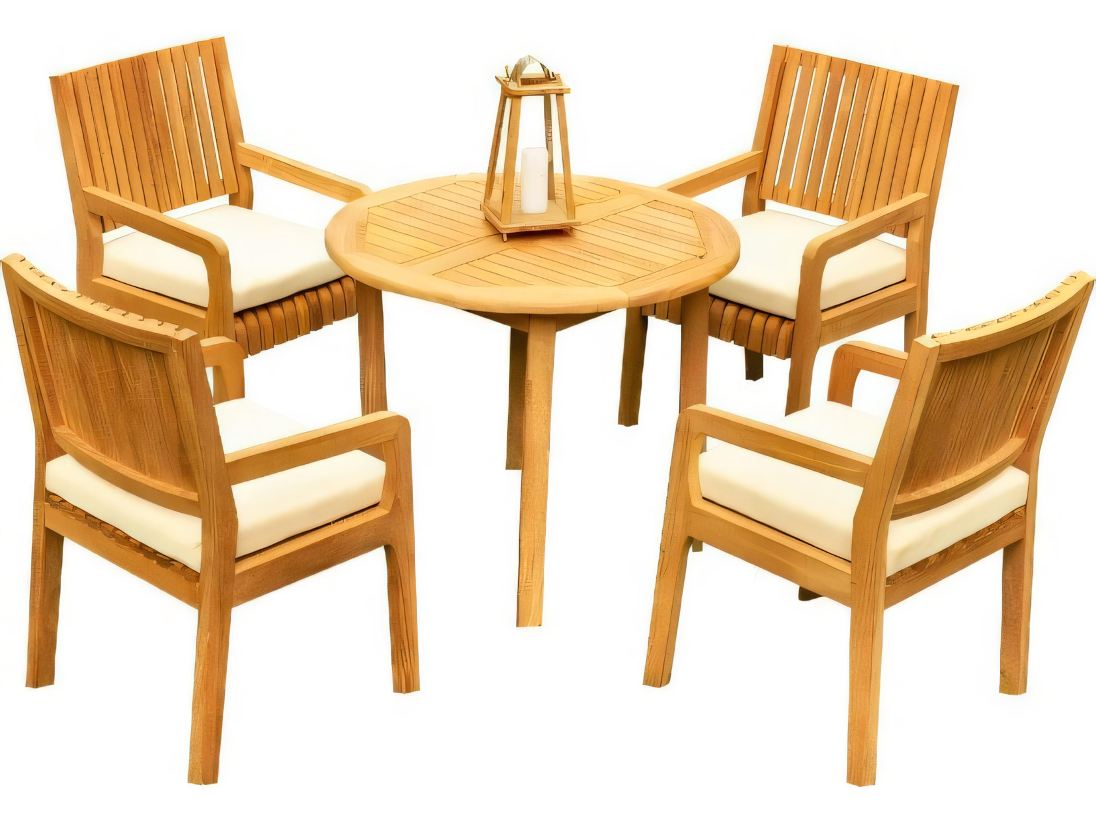 Teak Smith 36" Round Dining Table with Umbrella Hole