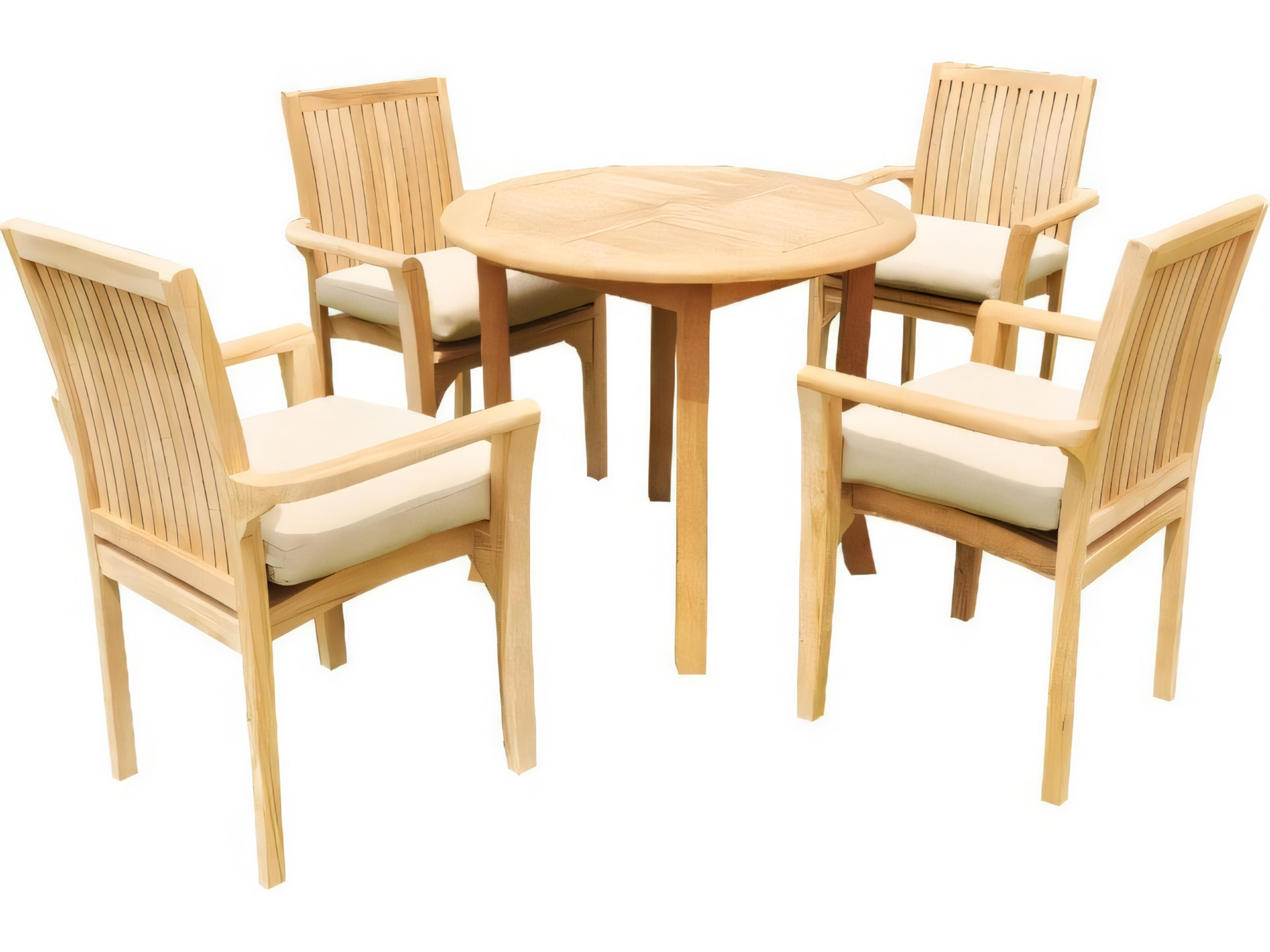 Teak Smith 36" Round Dining Table with Umbrella Hole