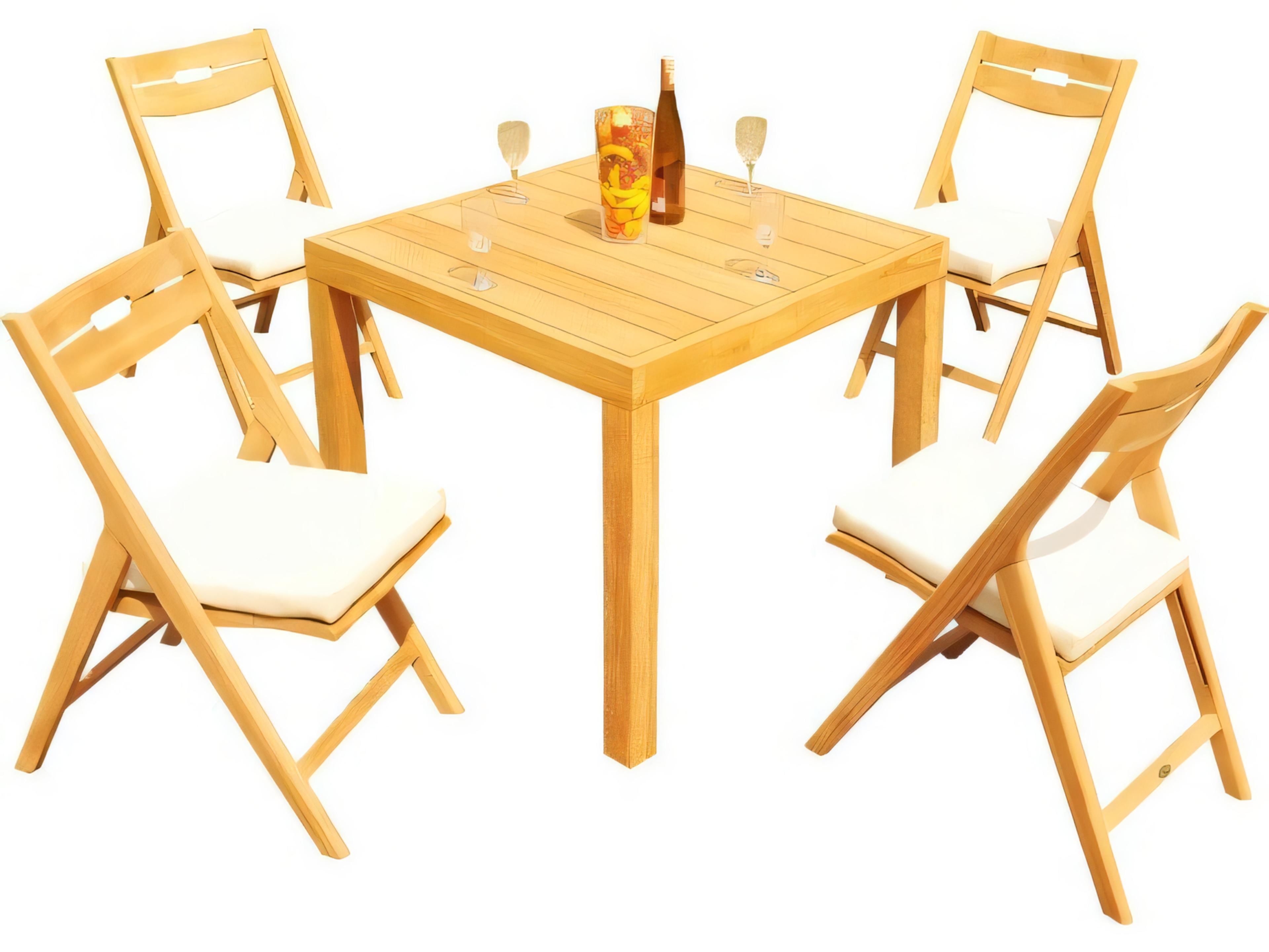 Teak Smith 36" Square Dining Table with Umbrella Hole