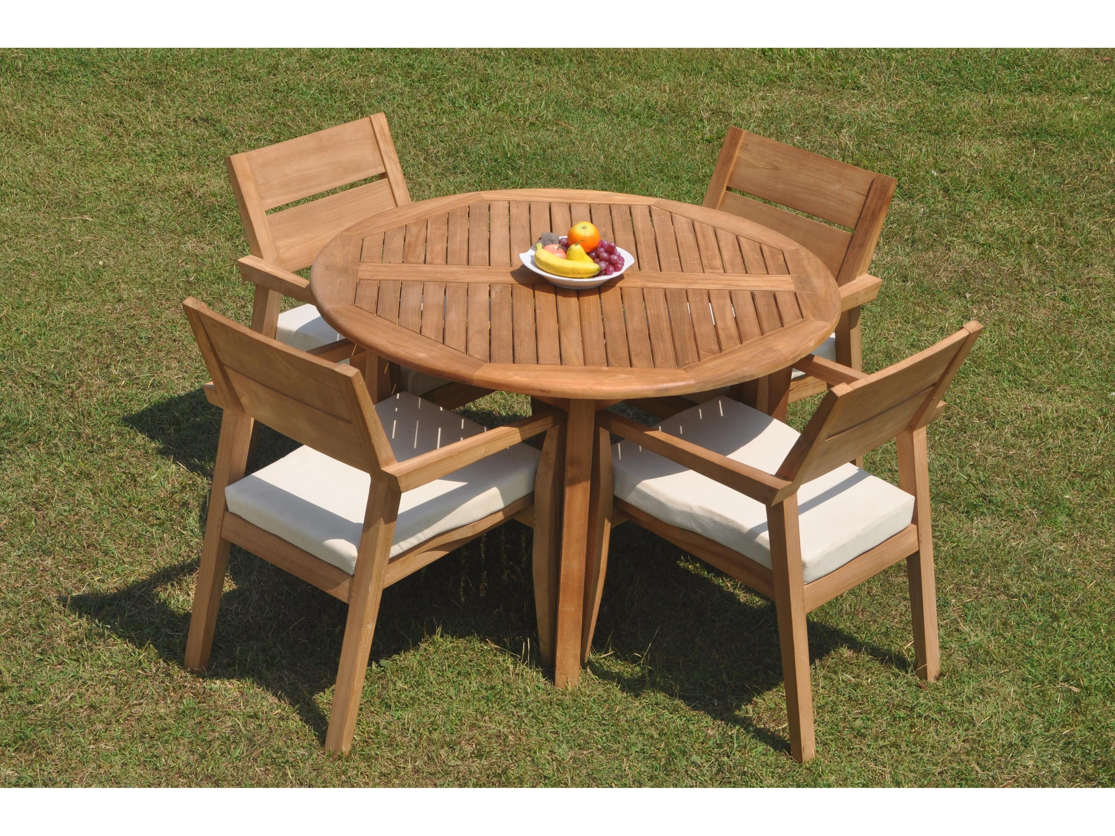5 Pieces 48" Round Fixed Dining Set