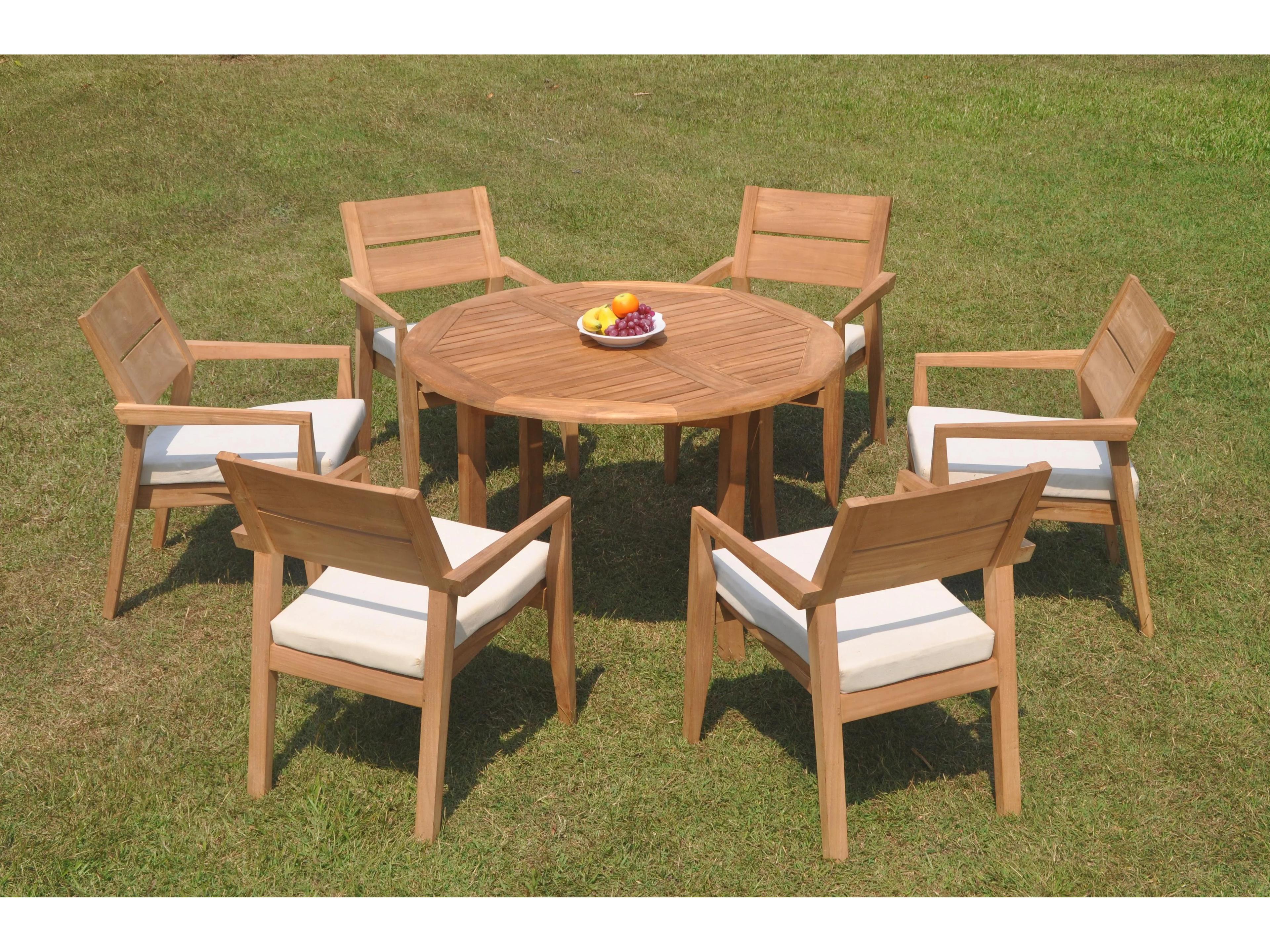 7 Pieces 48" Round Fixed Dining Set