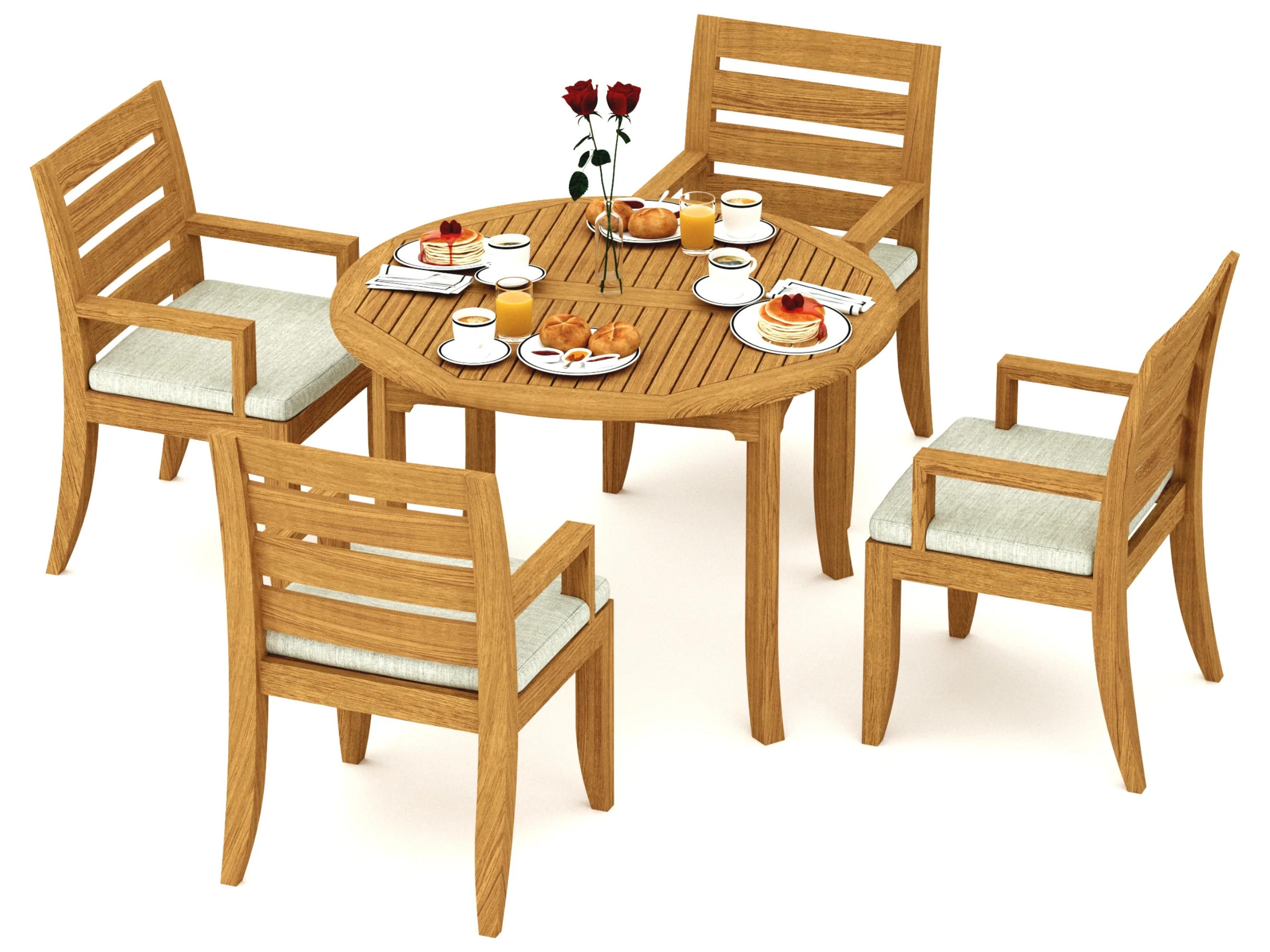 5 Pieces 48" Round Fixed Dining Set