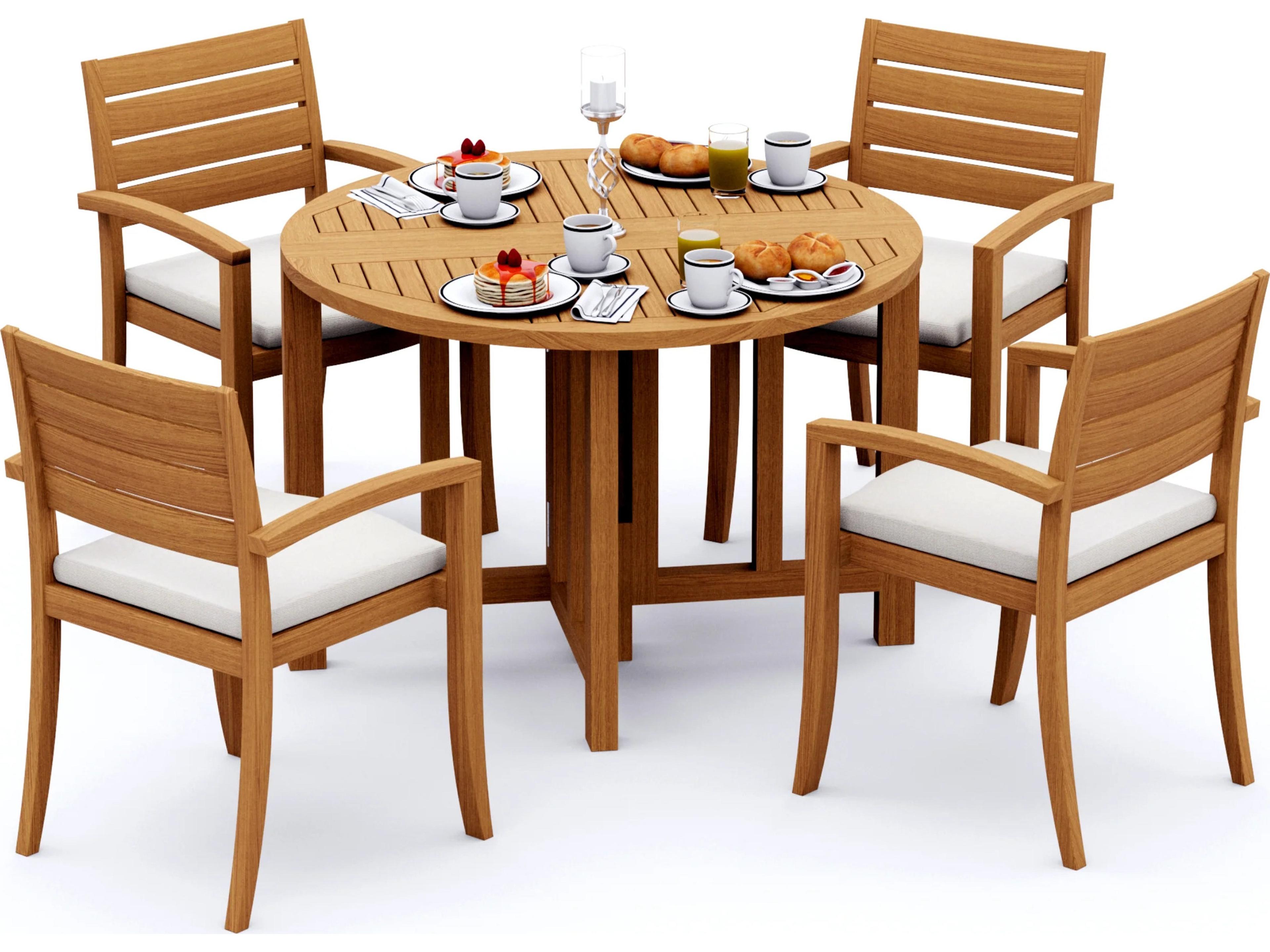 5 Pieces 48" Round Butterfly Dining Set