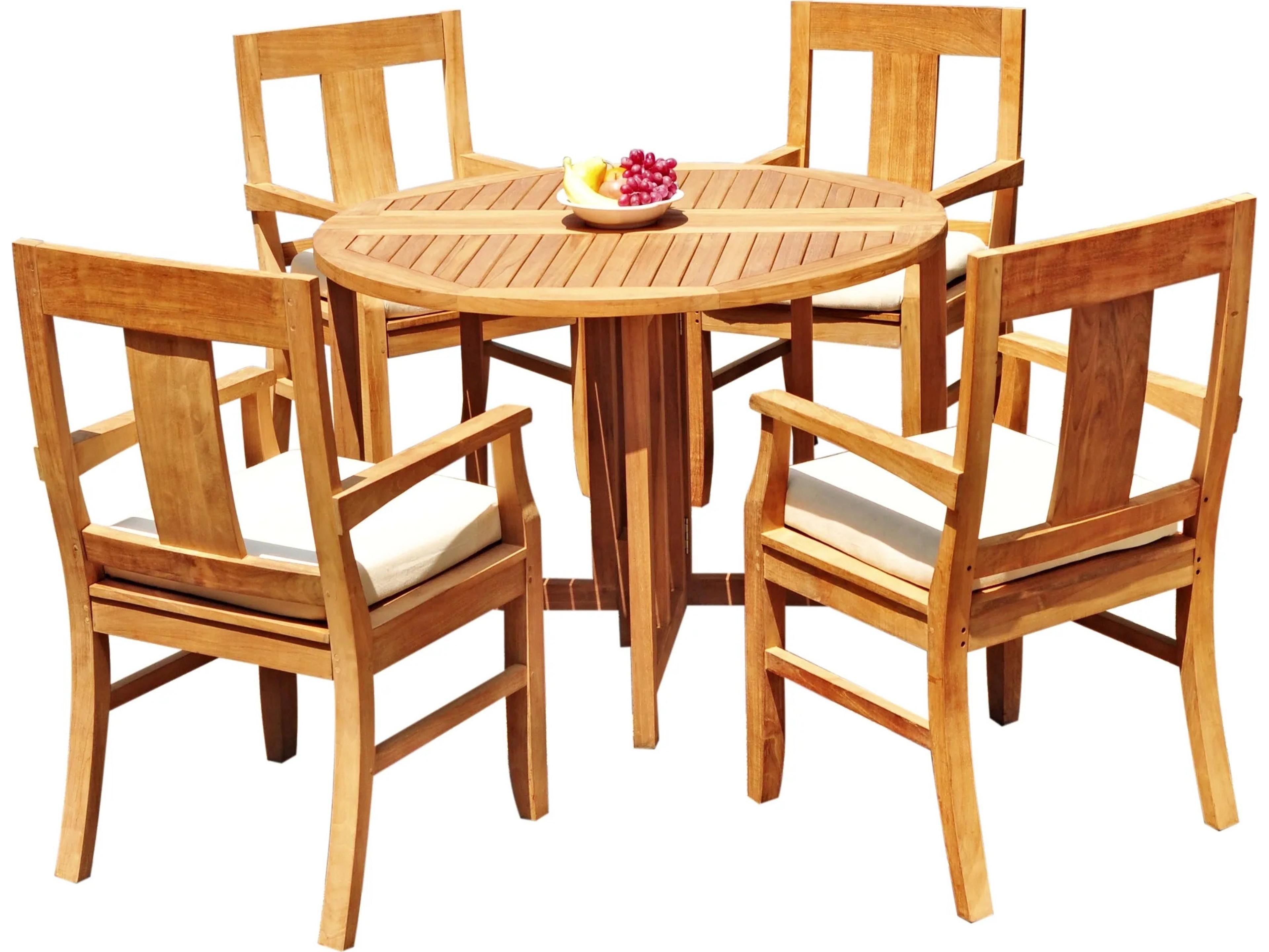 5 Pieces 48" Round Butterfly Dining Set