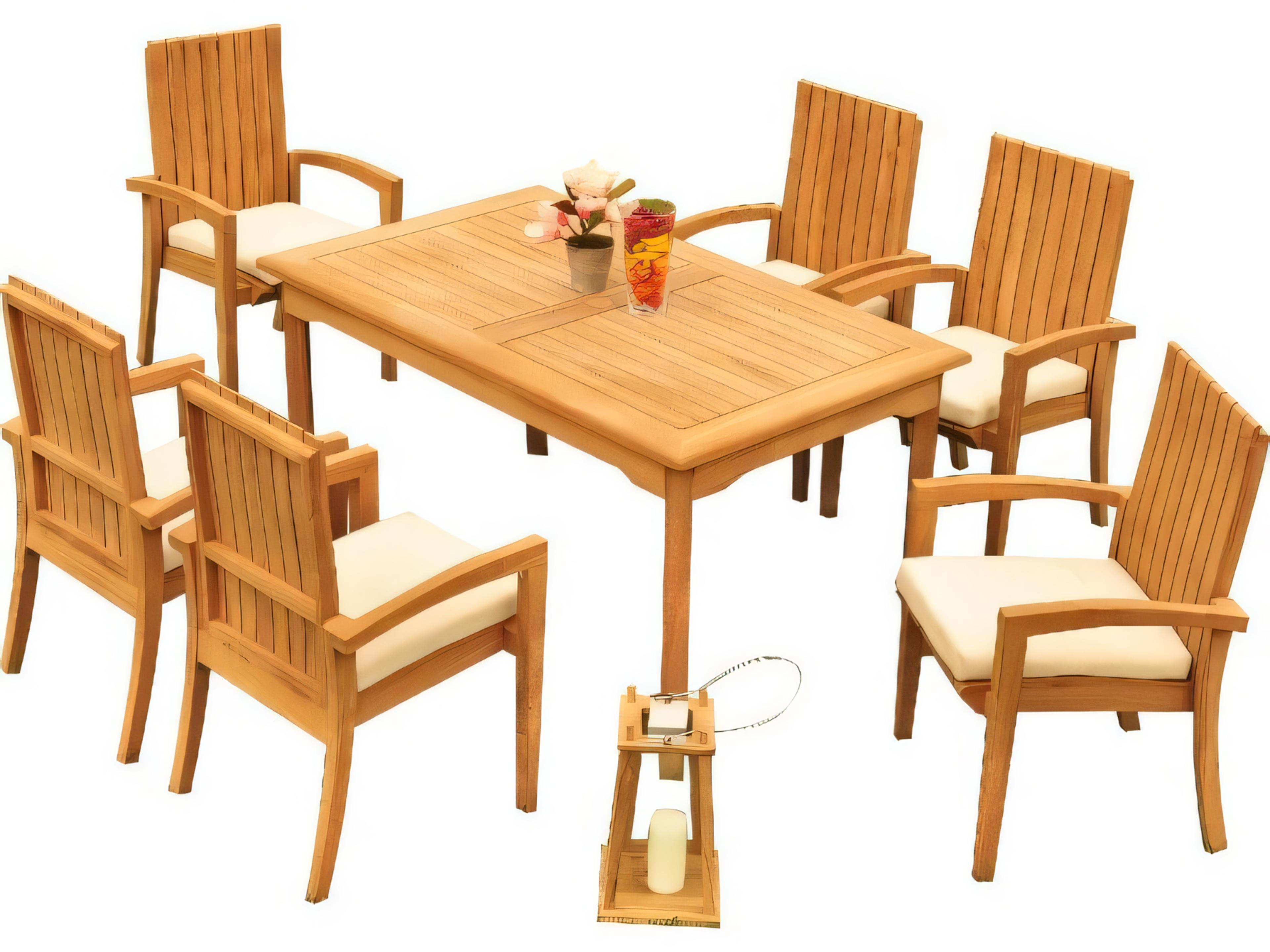 Teak Smith 60" Rectangular Dining Table with Umbrella Hole