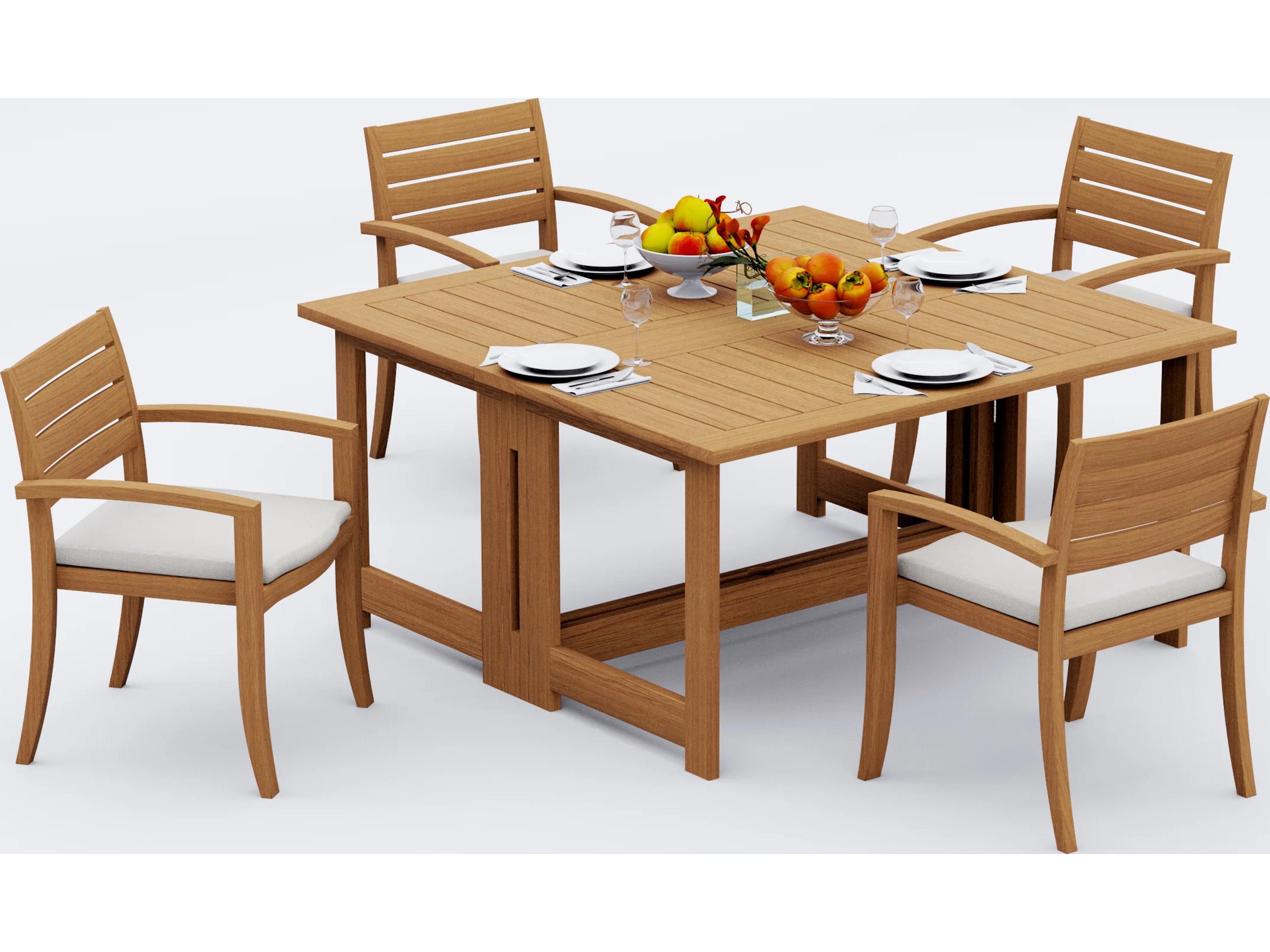 5 Pieces 60" Square Butterfly Dining Set