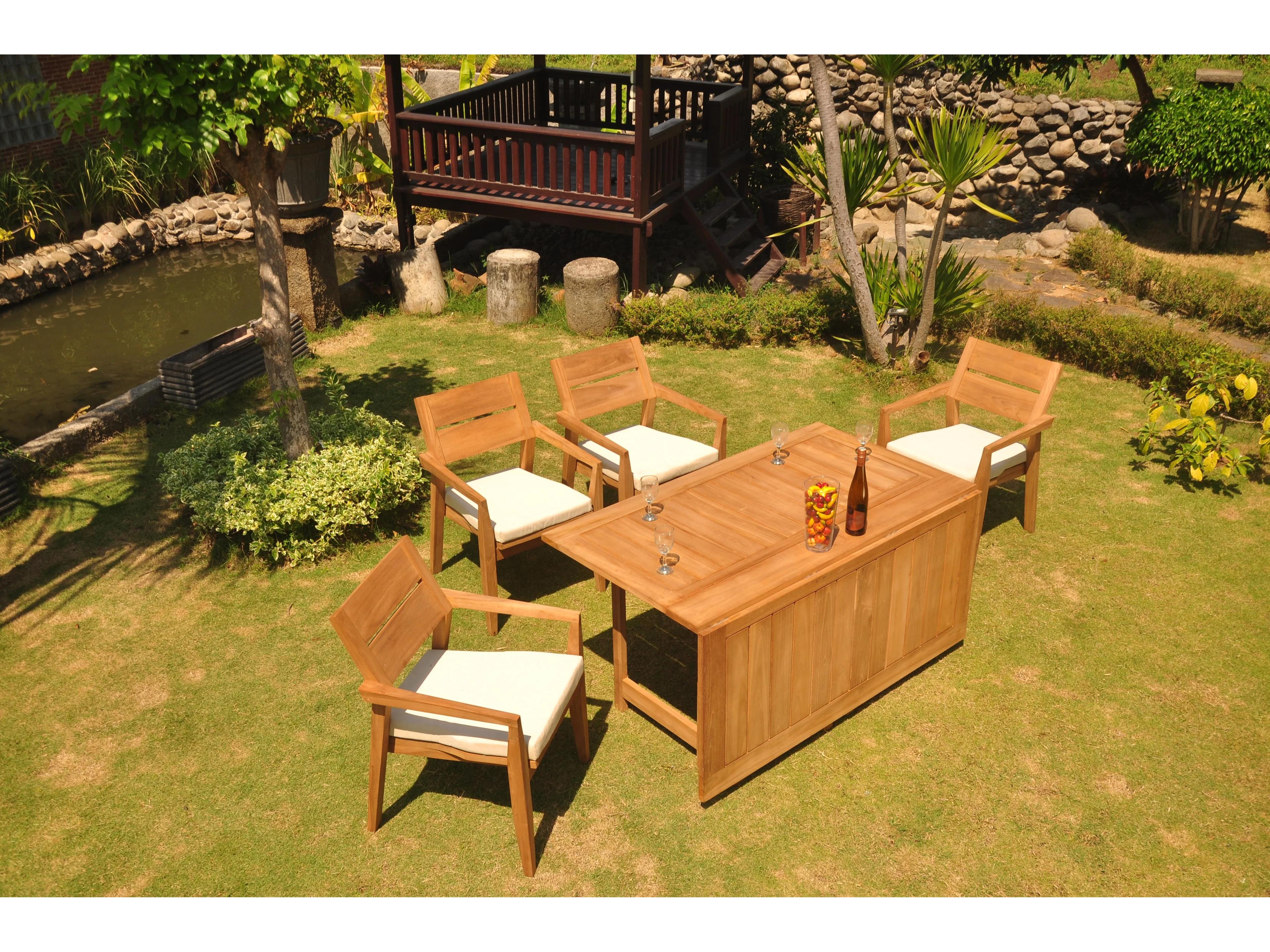 5 Pieces 60" Square Butterfly Dining Set