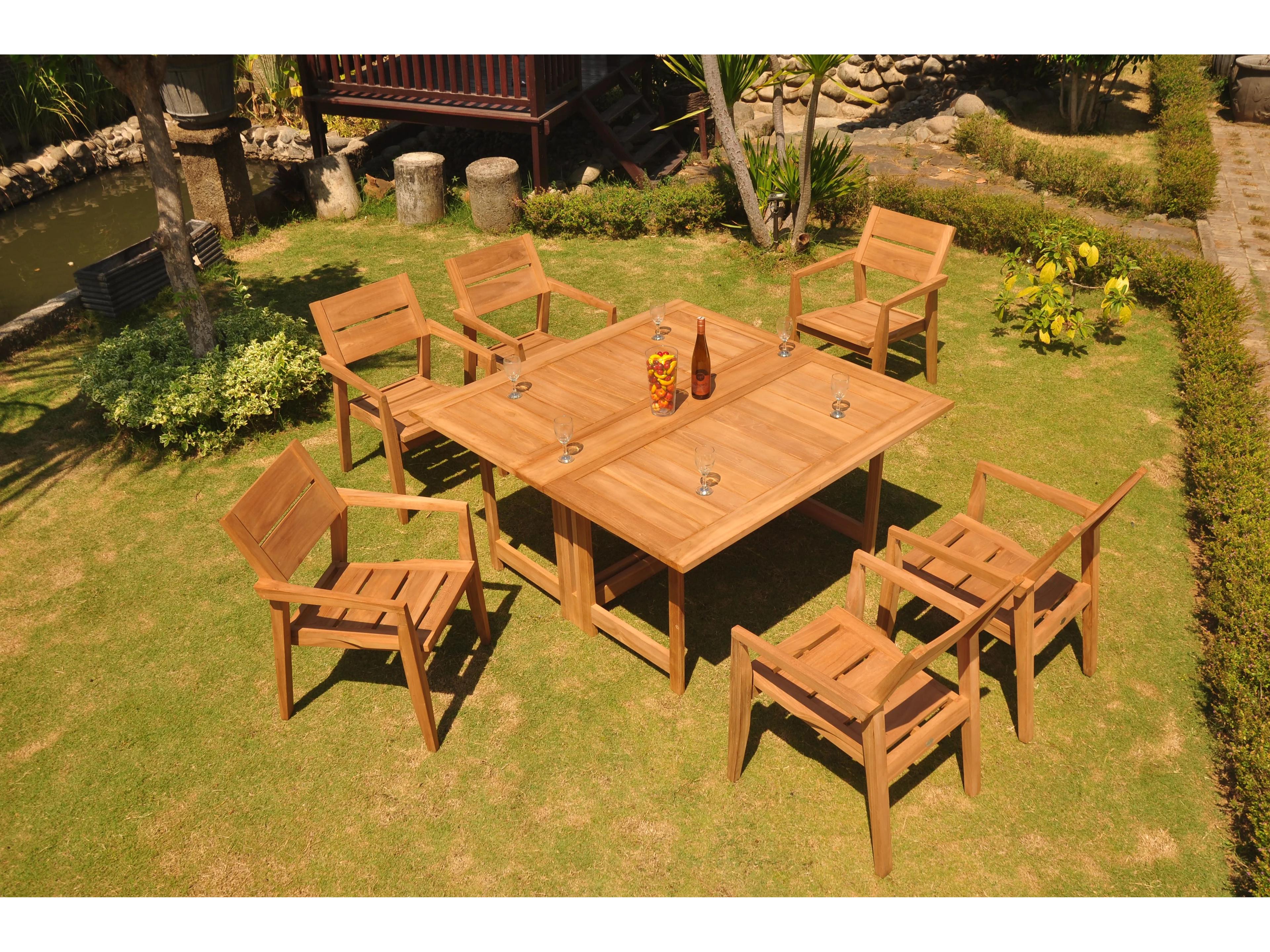 7 Pieces 60" Square Butterfly Dining Set