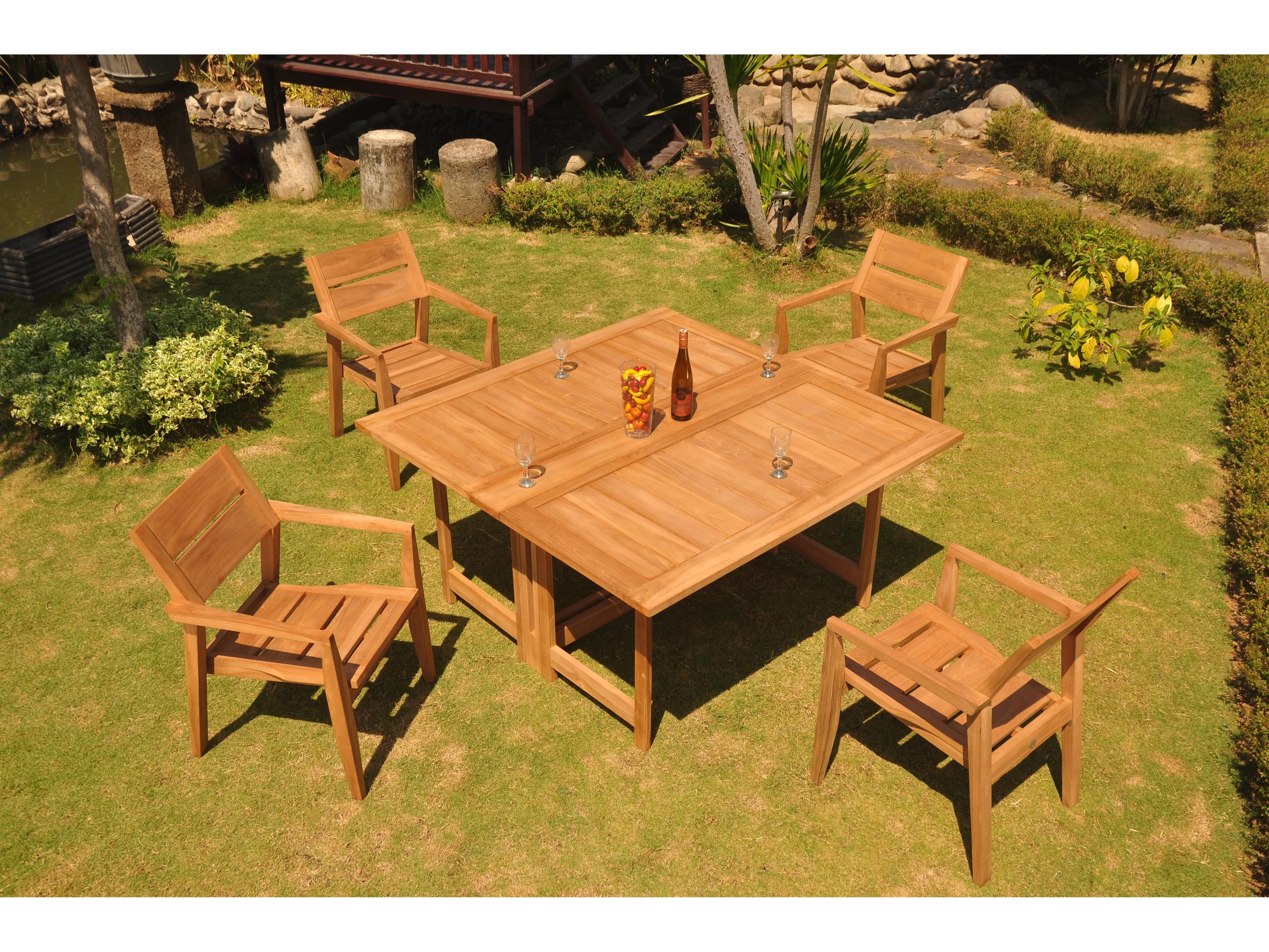 5 Pieces 60" Square Butterfly Dining Set