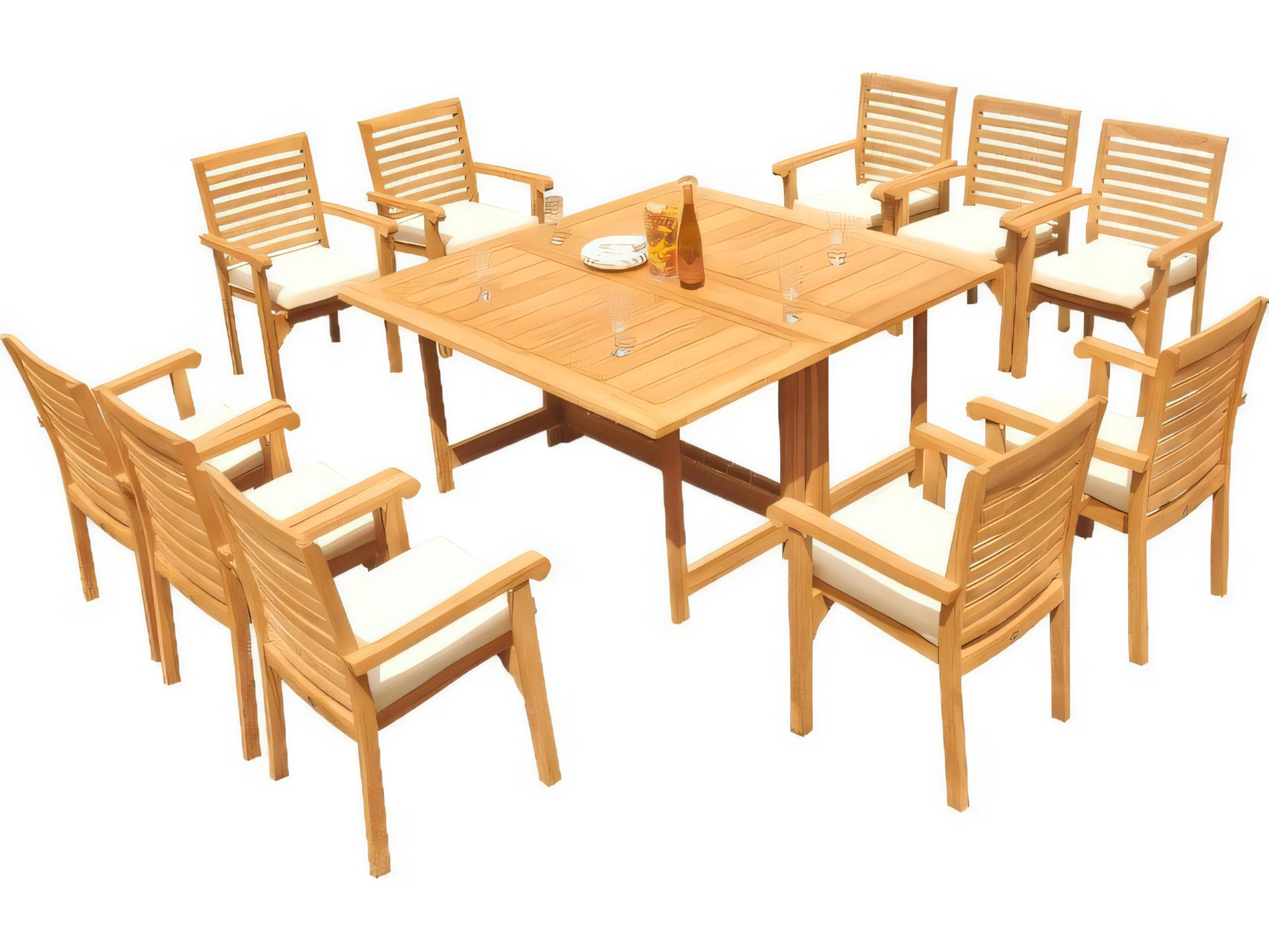 Teak Smith 60" Square Butterfly Dining Table with Umbrella Hole