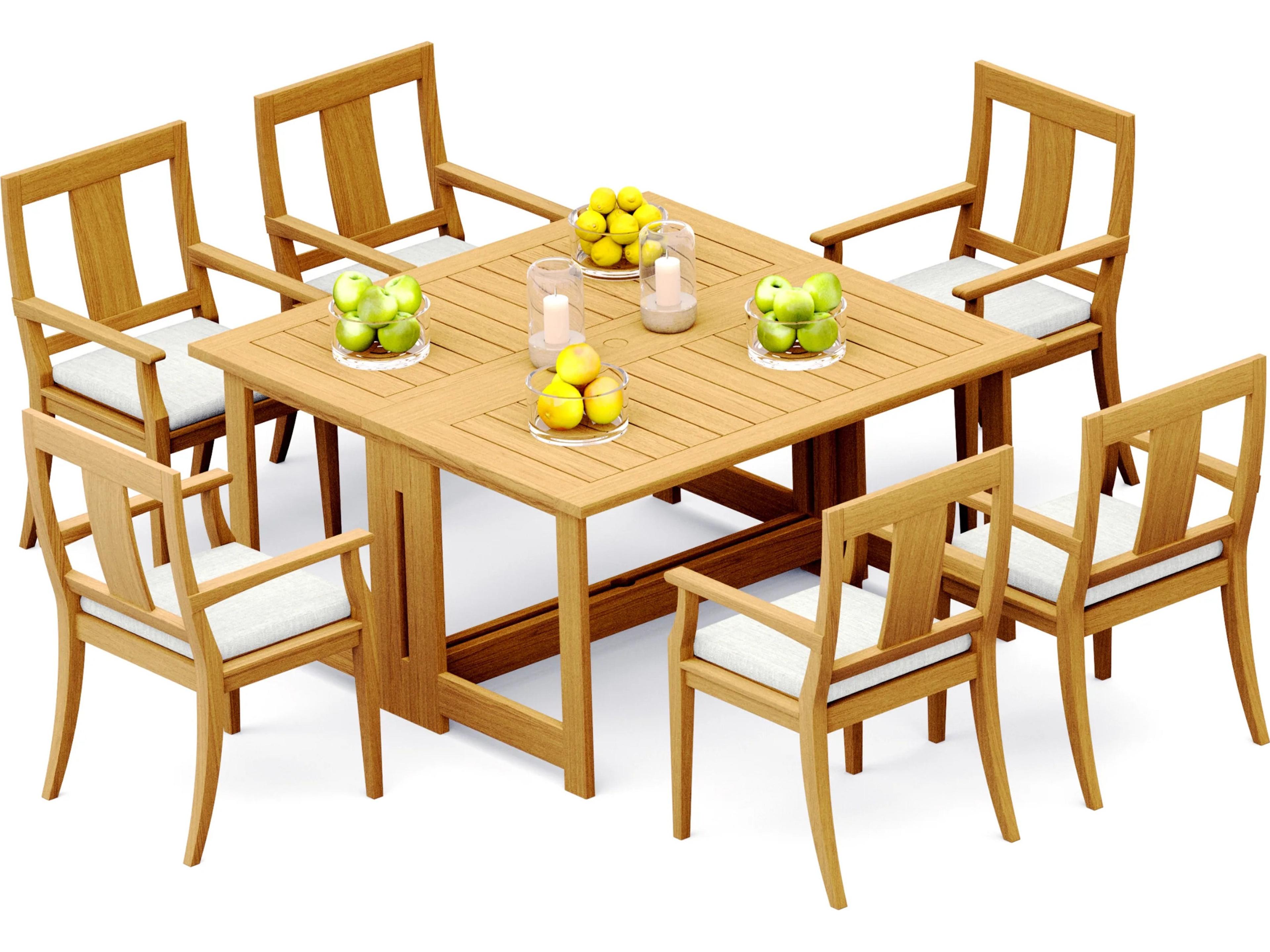 7 Pieces 60" Square Butterfly Dining Set