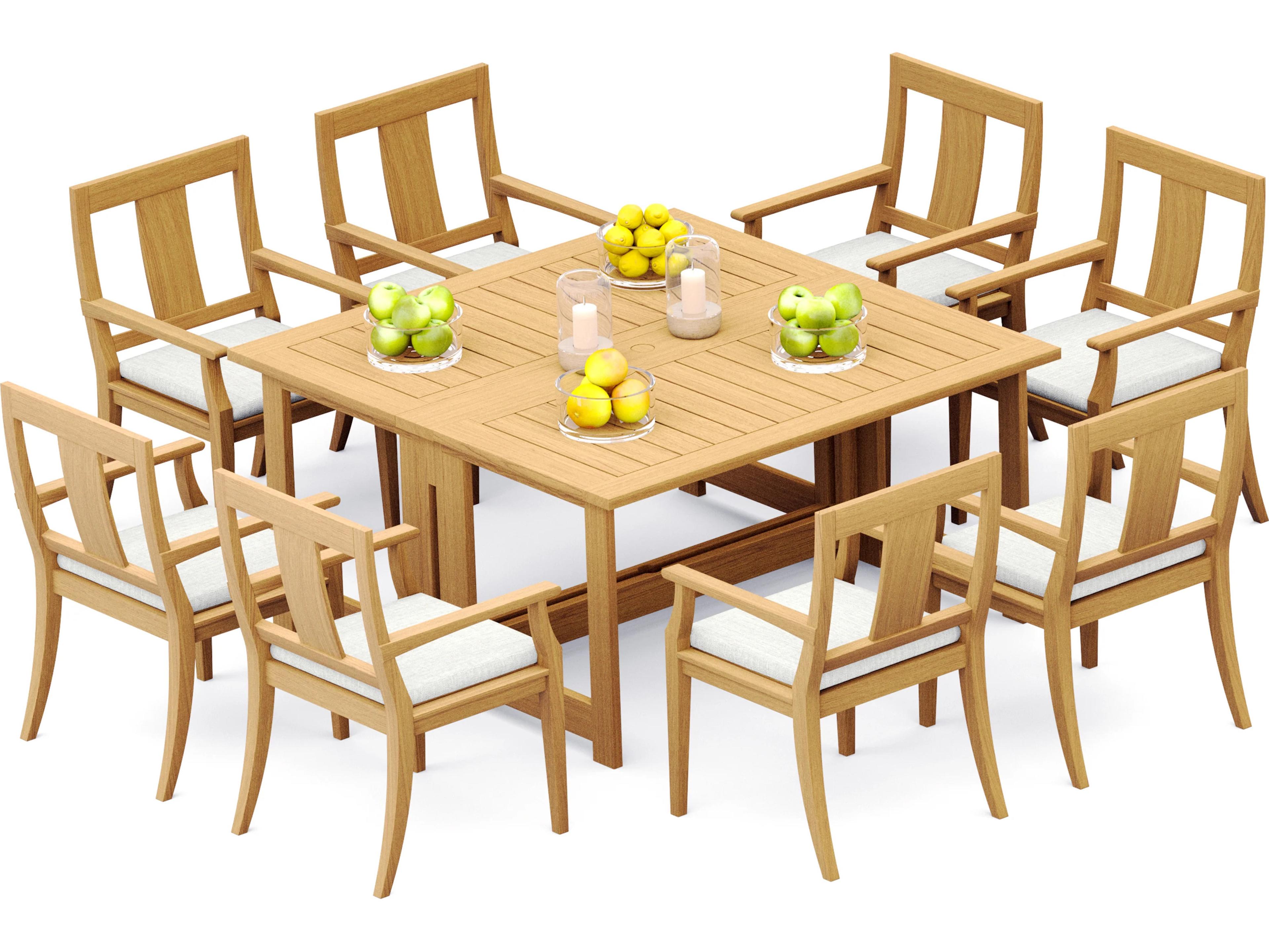 9 Pieces 60" Square Butterfly Dining Set