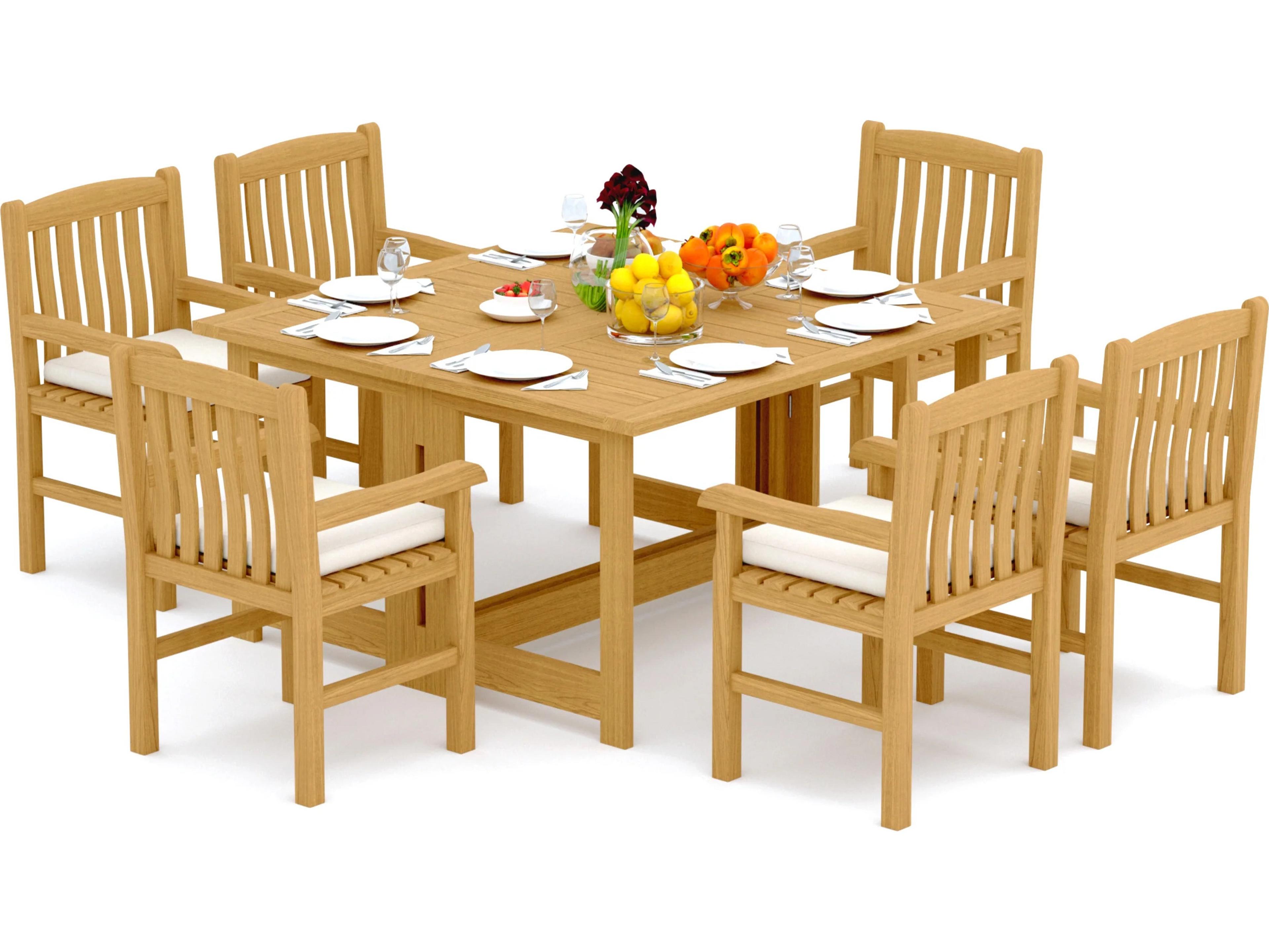 7 Pieces 60" Square Butterfly Dining Set