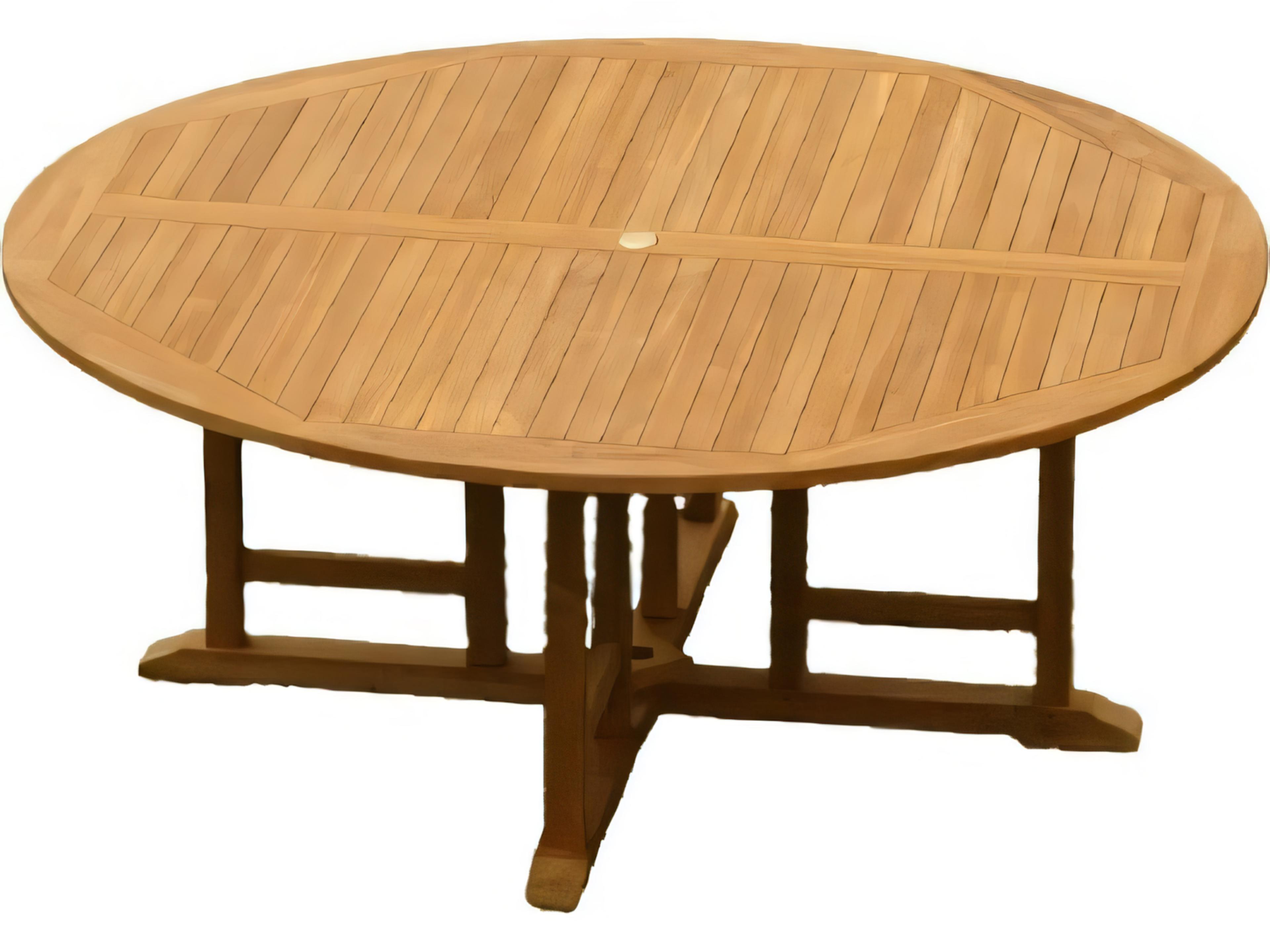 Teak Smith 72" Round Dining Table with Umbrella Hole