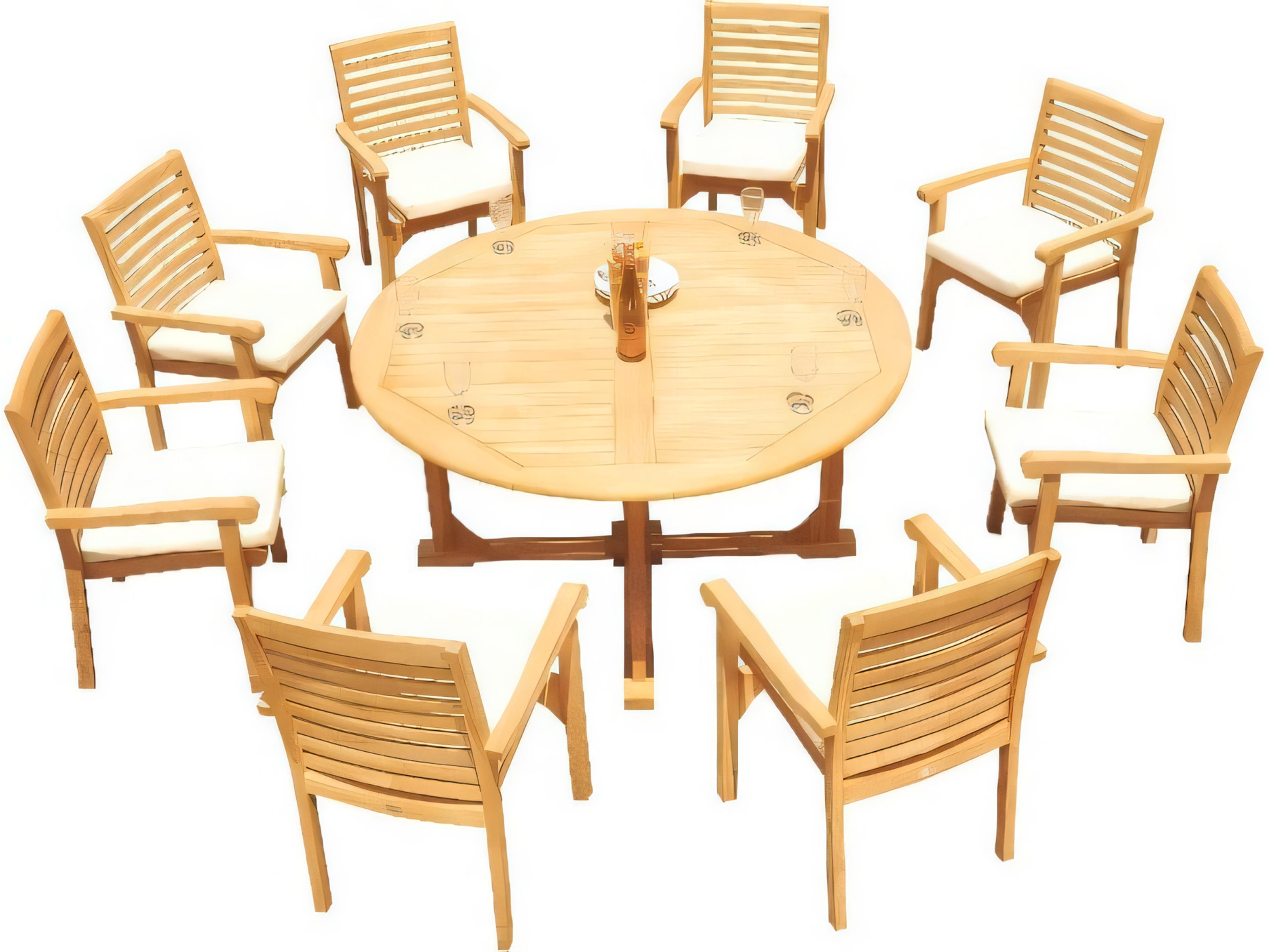 Teak Smith 72" Round Dining Table with Umbrella Hole