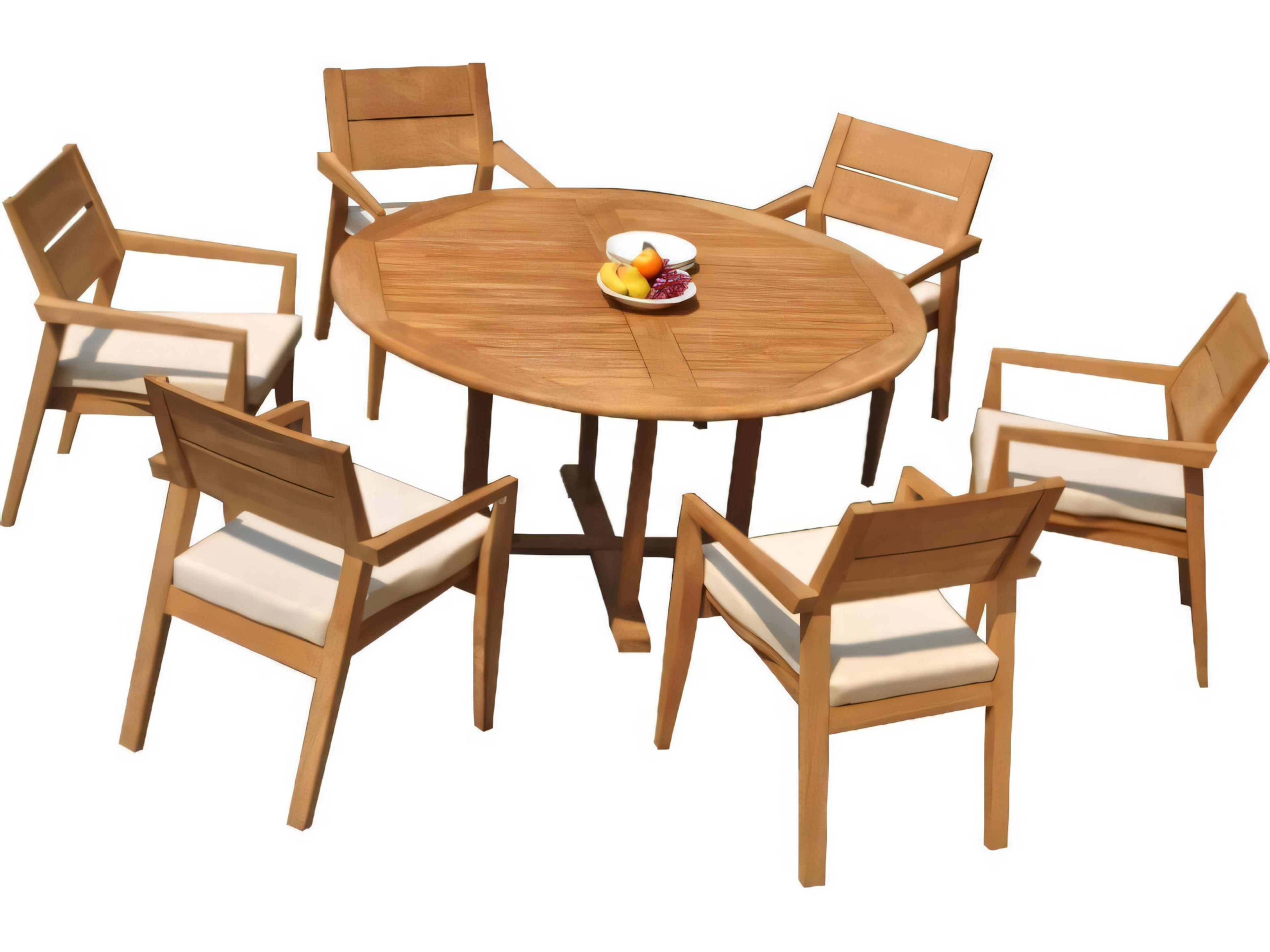 Teak Smith 72" Round Dining Table with Umbrella Hole