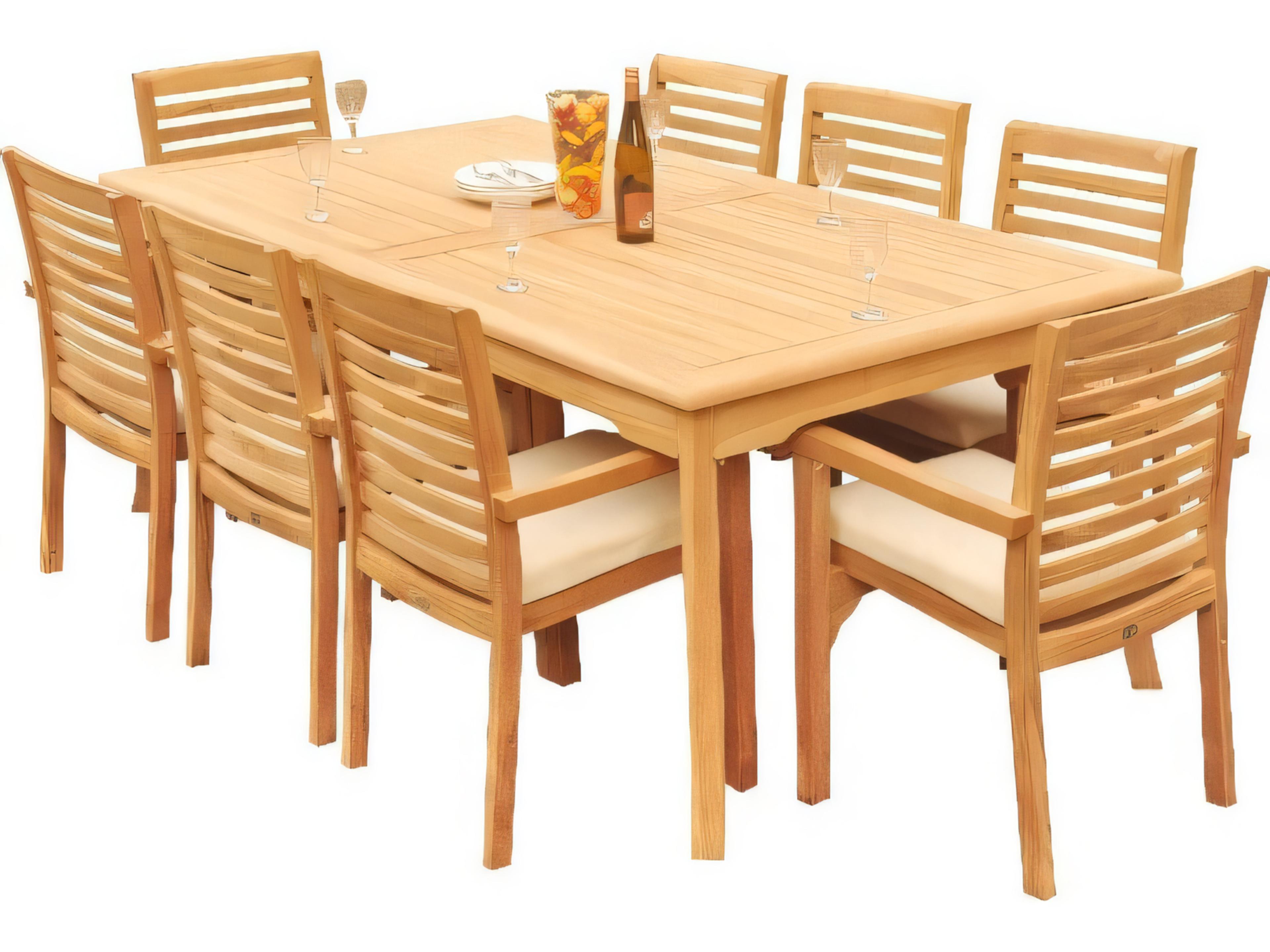 Teak Smith 83" Rectangular Dining Table with Umbrella Hole