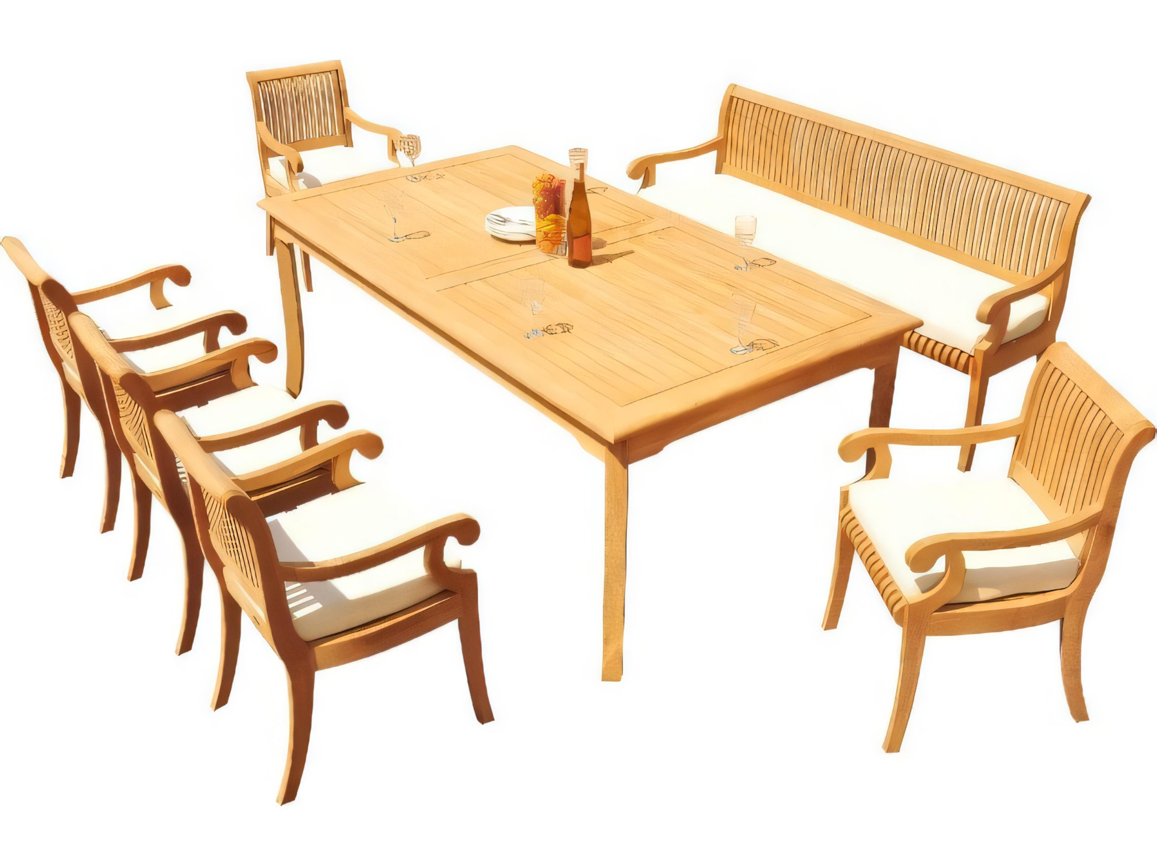 Teak Smith 83" Rectangular Dining Table with Umbrella Hole