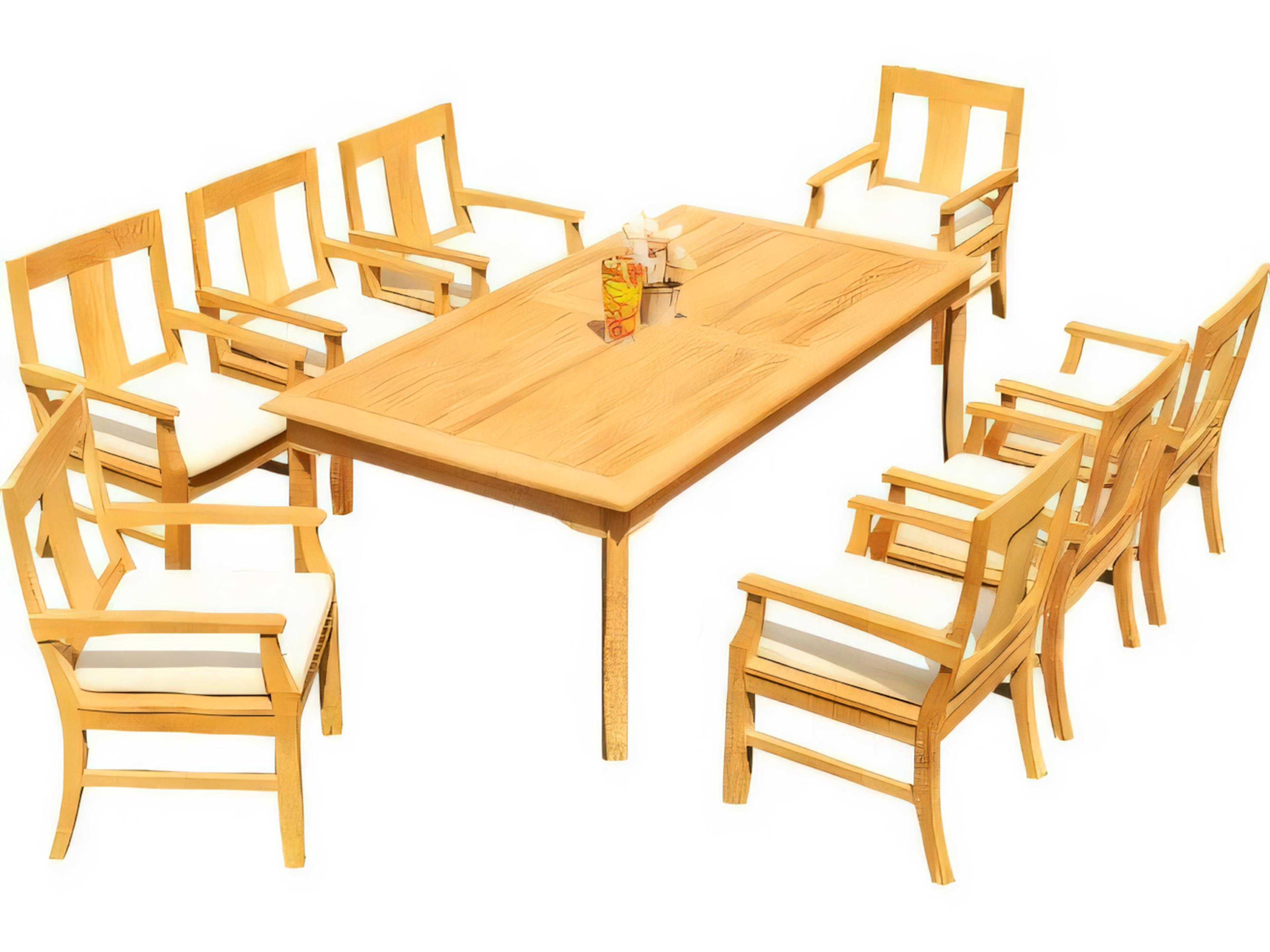 Teak Smith 83" Rectangular Dining Table with Umbrella Hole