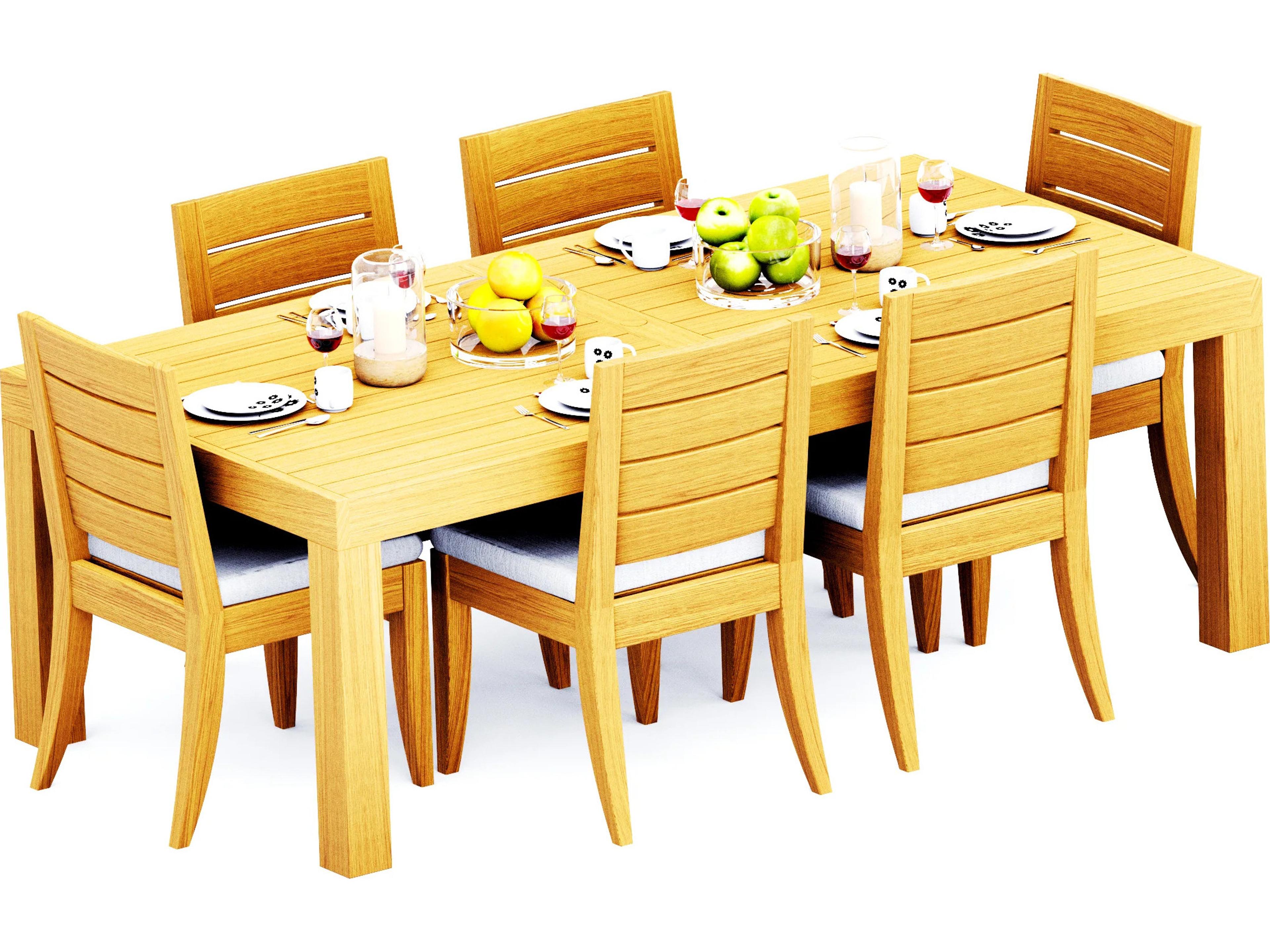 7 Pieces Canberra 86" Rectangular Dining Set with Cushions