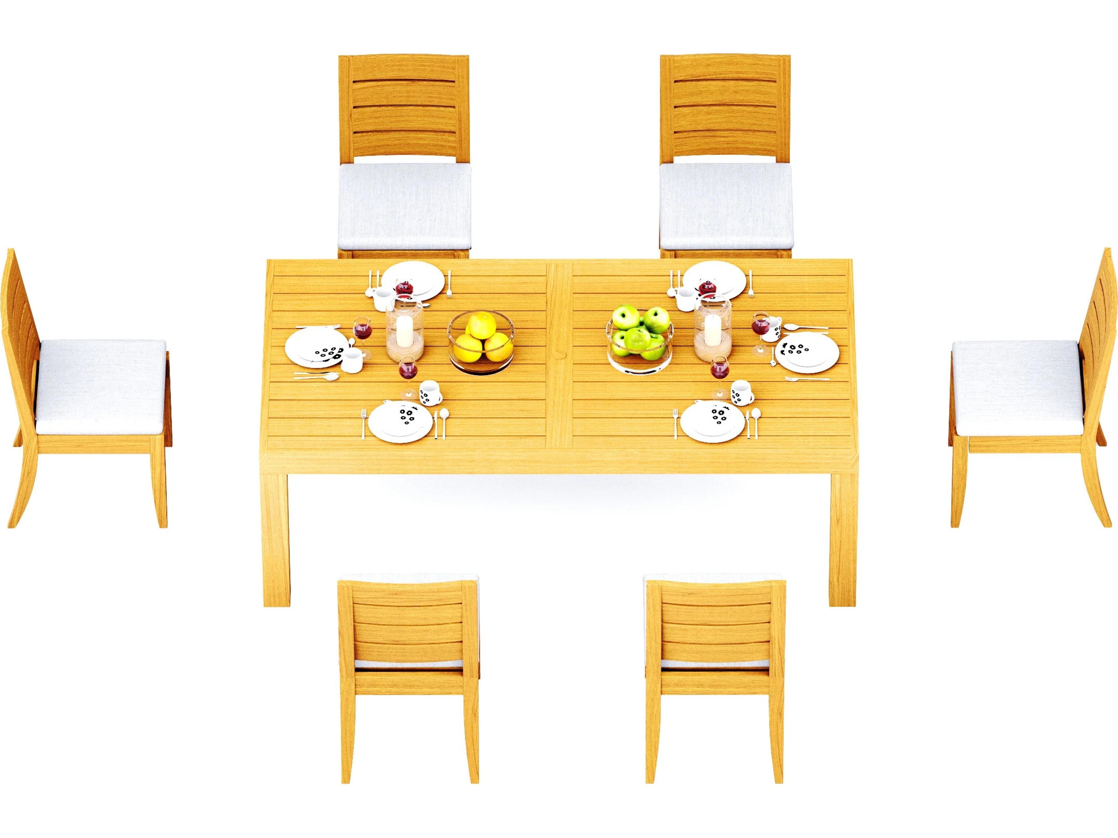 7 Pieces Canberra 86" Rectangular Dining Set with Cushions