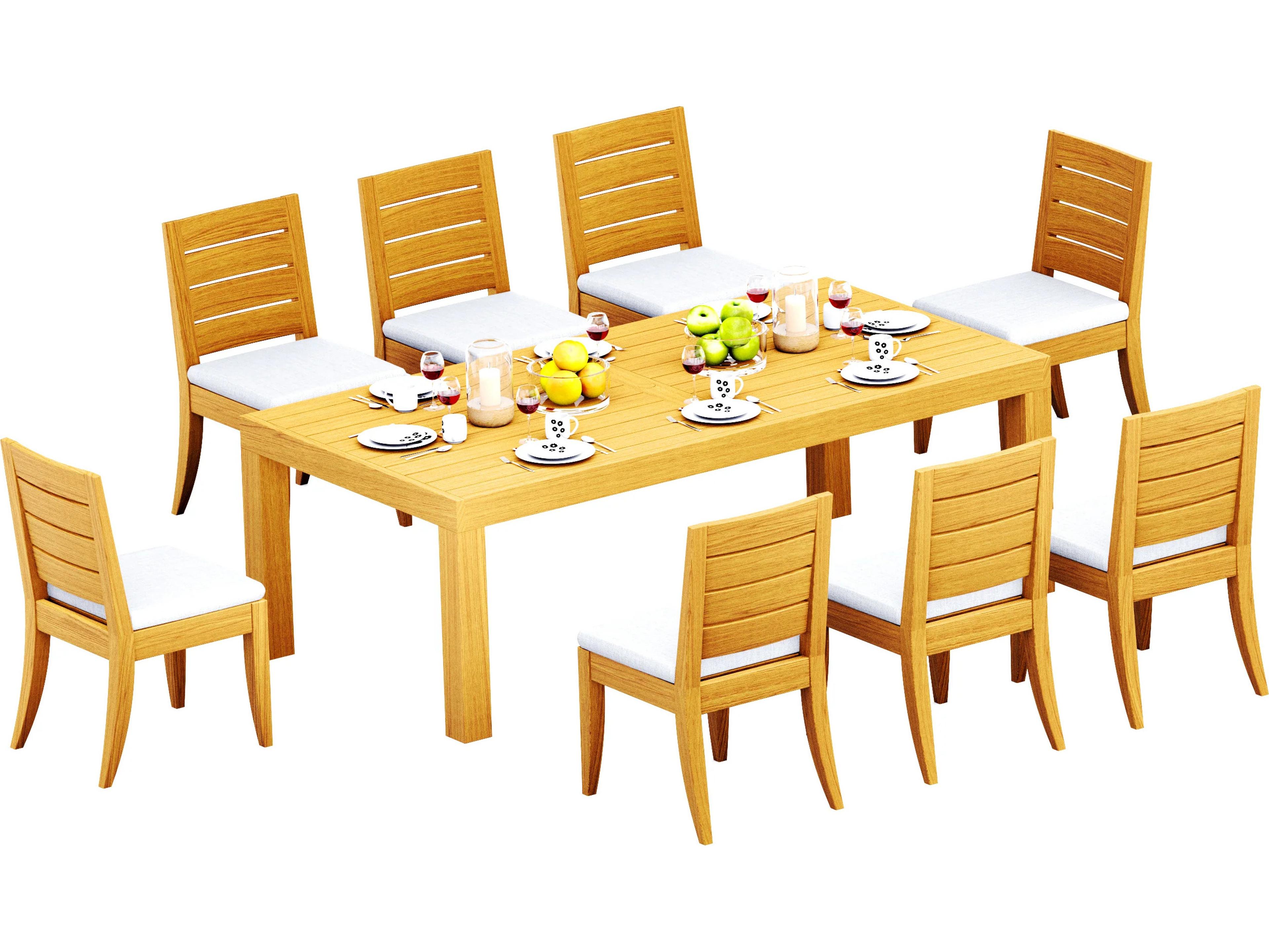 9 Pieces Canberra 86" Rectangular Dining Set with Cushions