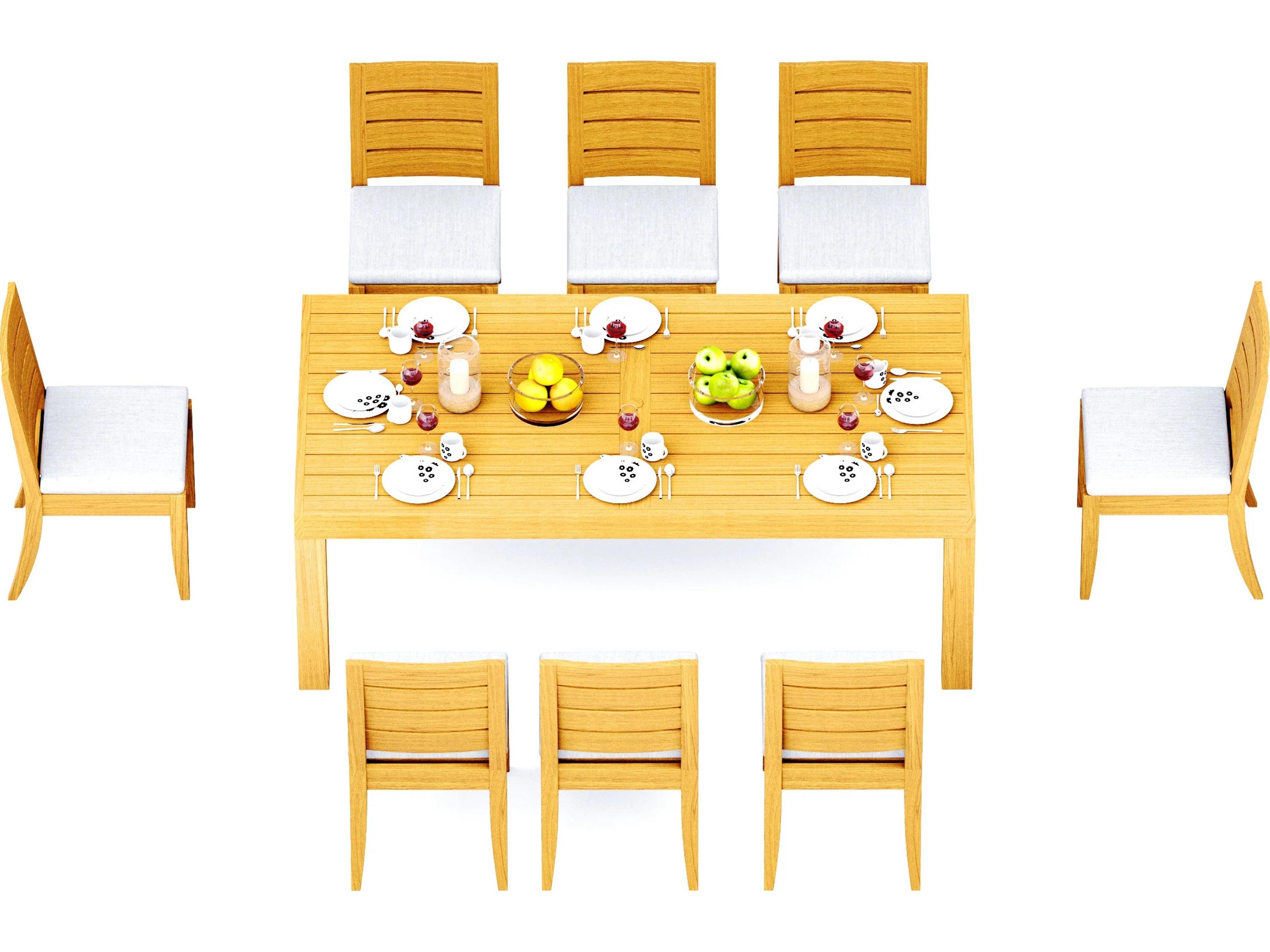 9 Pieces Canberra 86" Rectangular Dining Set with Cushions