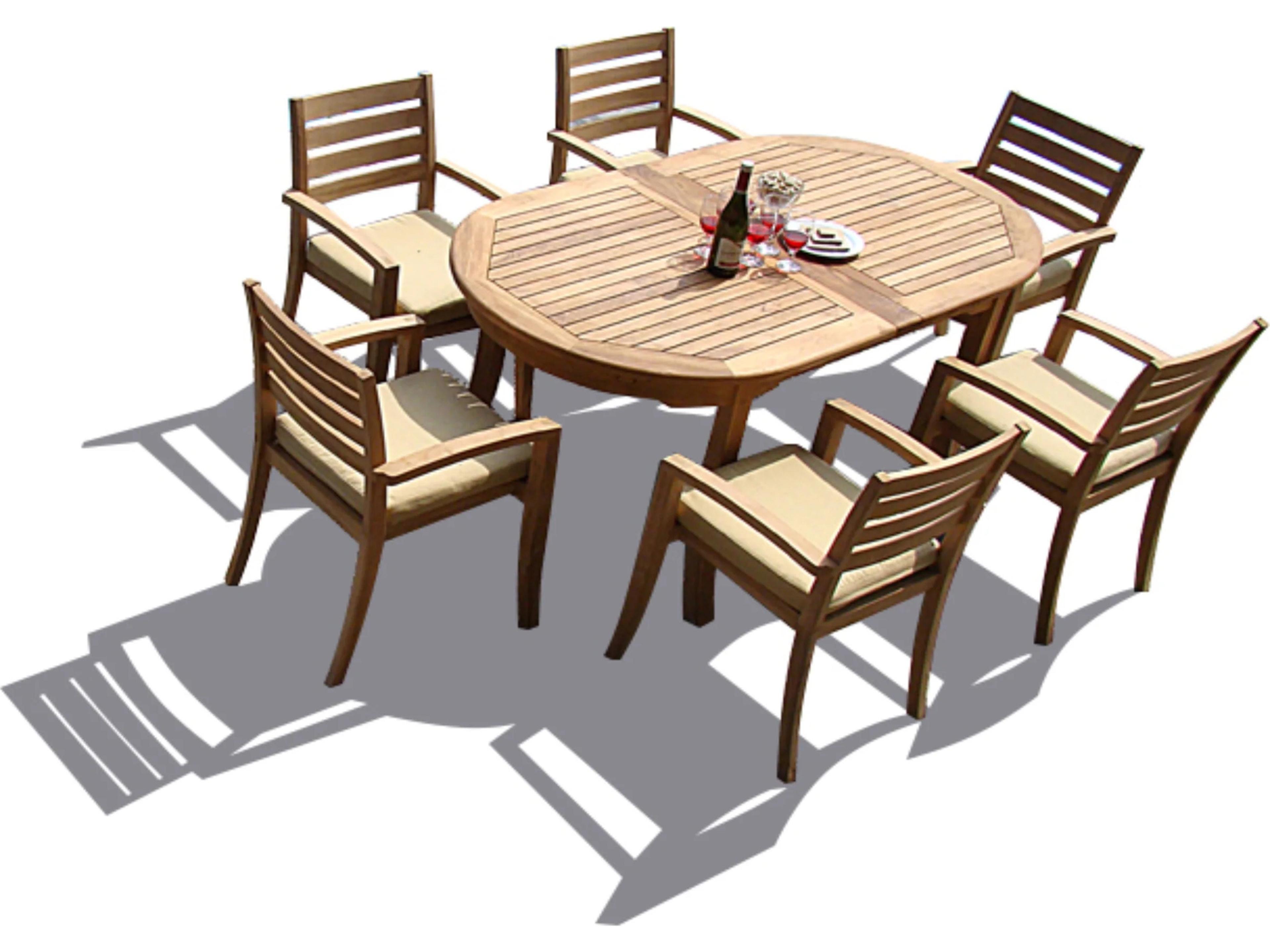 7 Pieces 94" Large Double Oval Dining Set