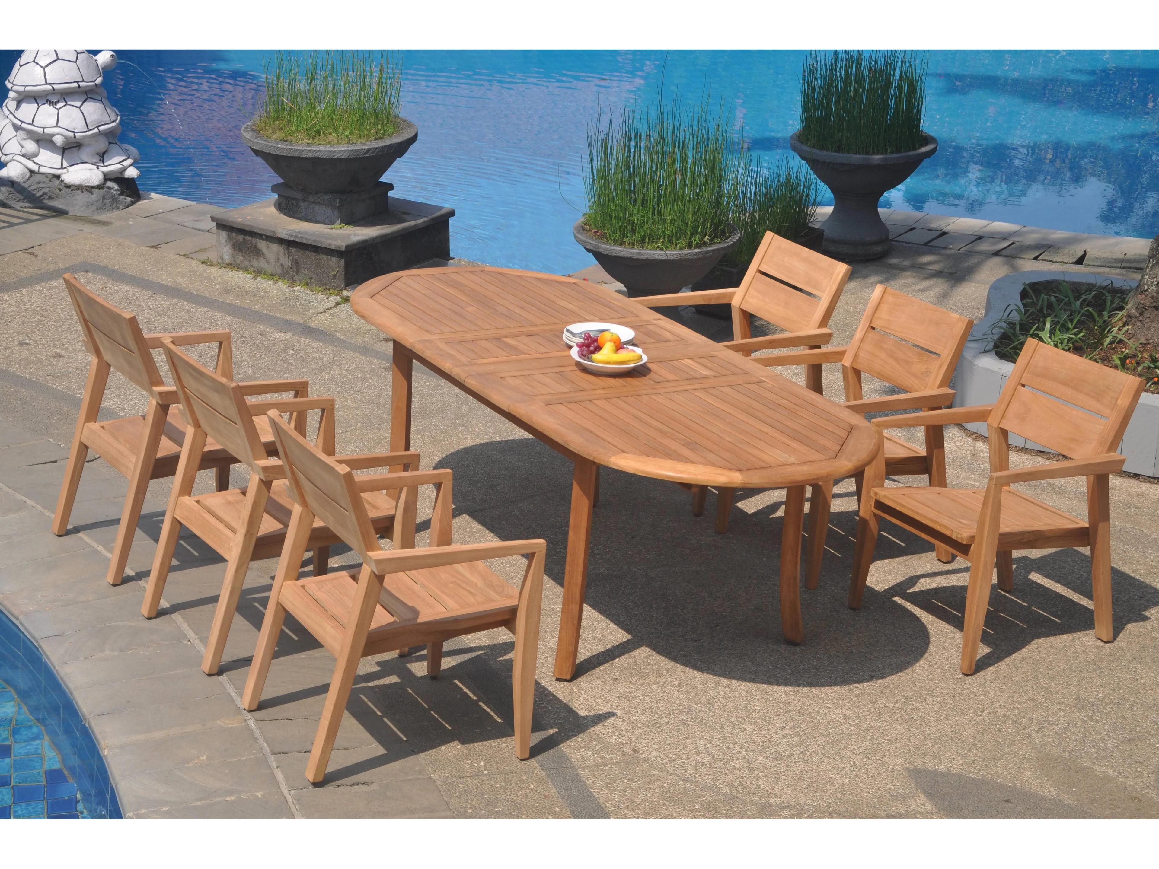 7 Pieces 94" Large Double Oval Dining Set