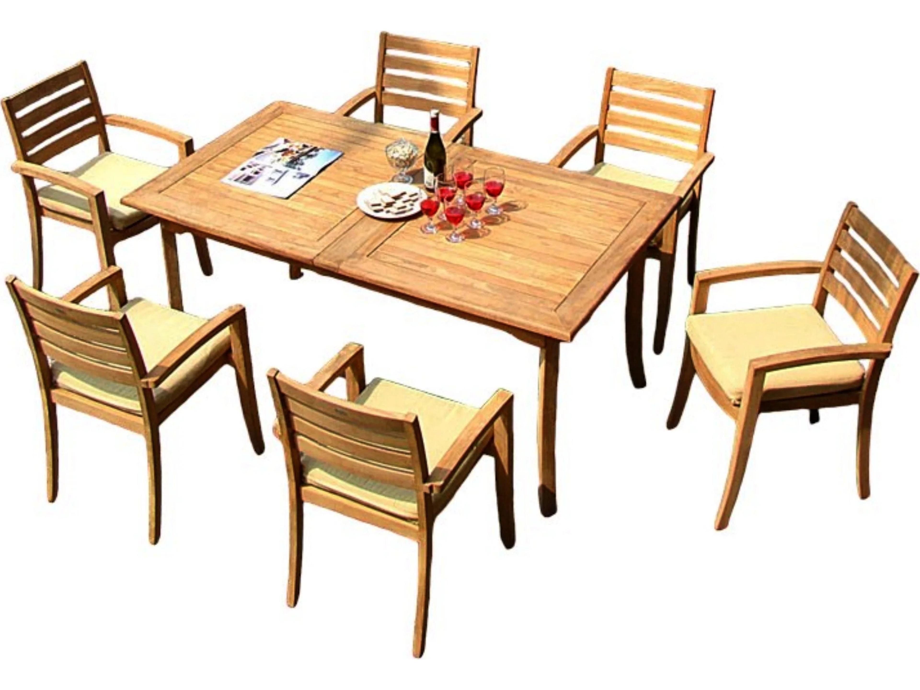 7 Pieces 94" Large Double Rectangular Dining Set