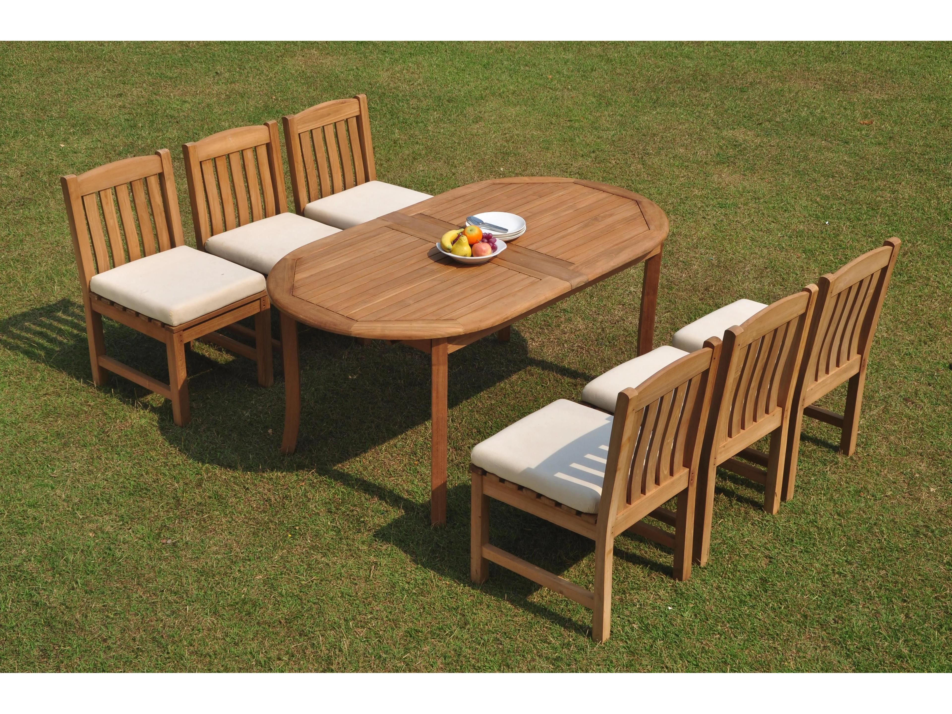 7 Pieces 94" Oval Dining Set with Cushions