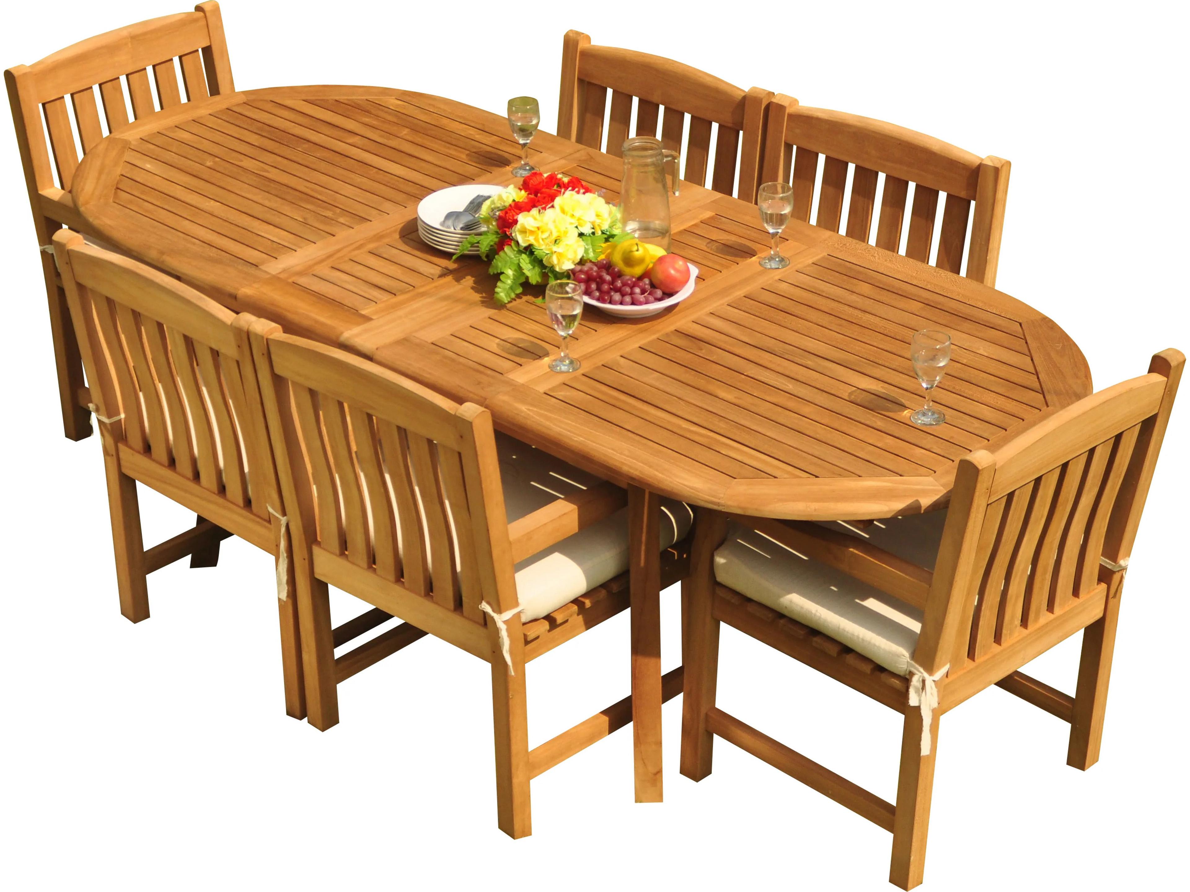 7 Pieces 94" Oval Dining Set with Cushions