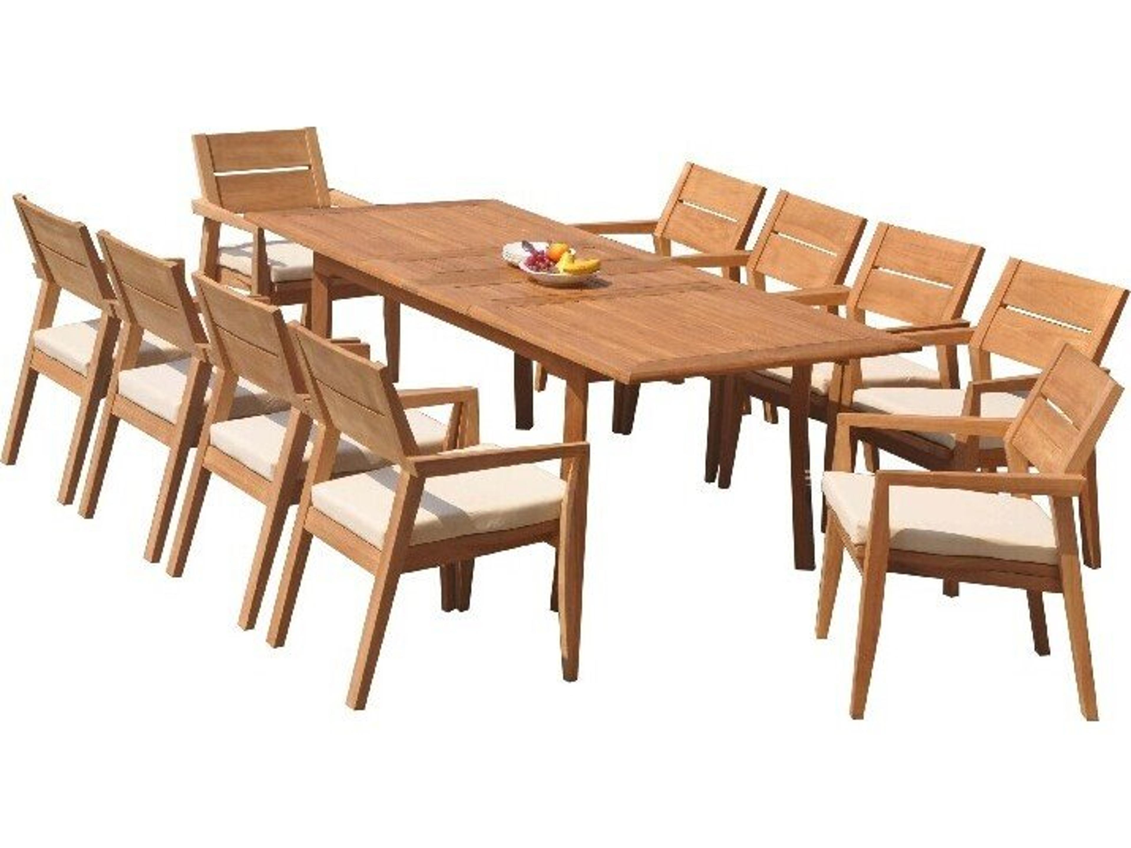 Teak Smith 94" Rectangular Large Double Dining Table with Umbrella Hole