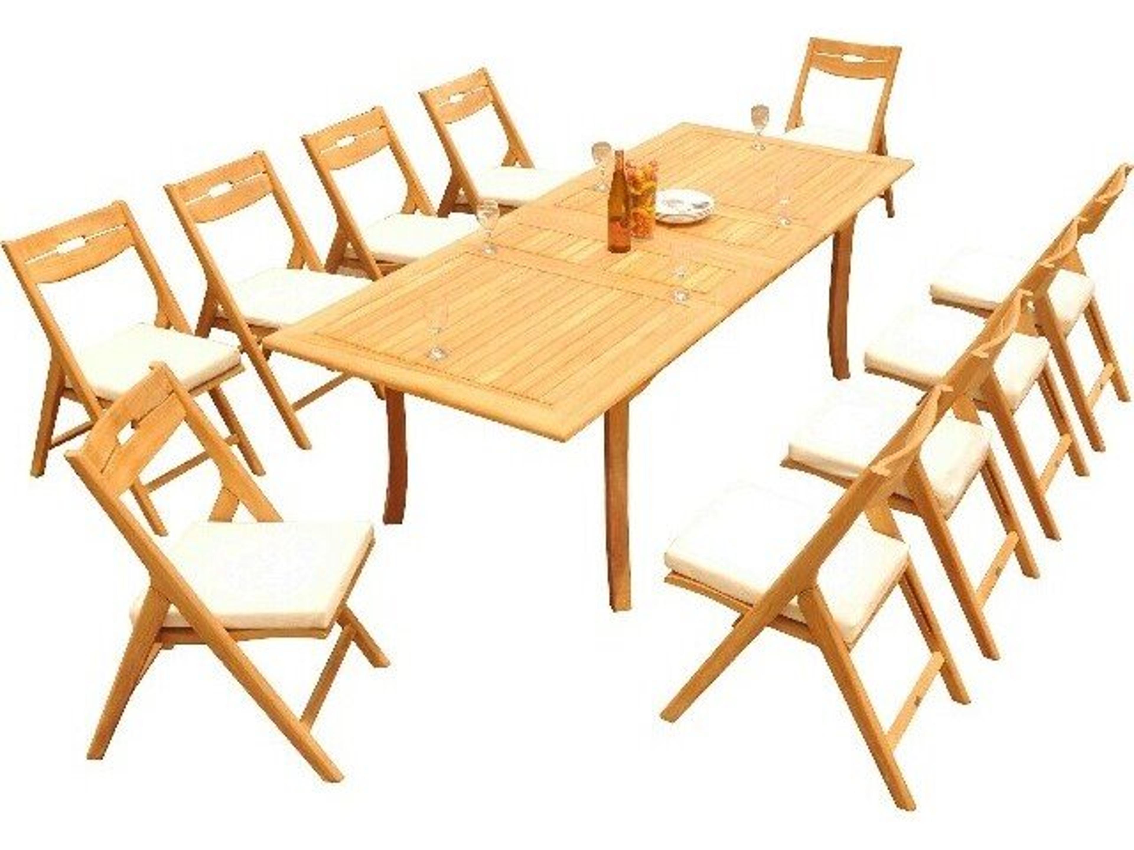 Teak Smith 94" Rectangular Large Double Dining Table with Umbrella Hole