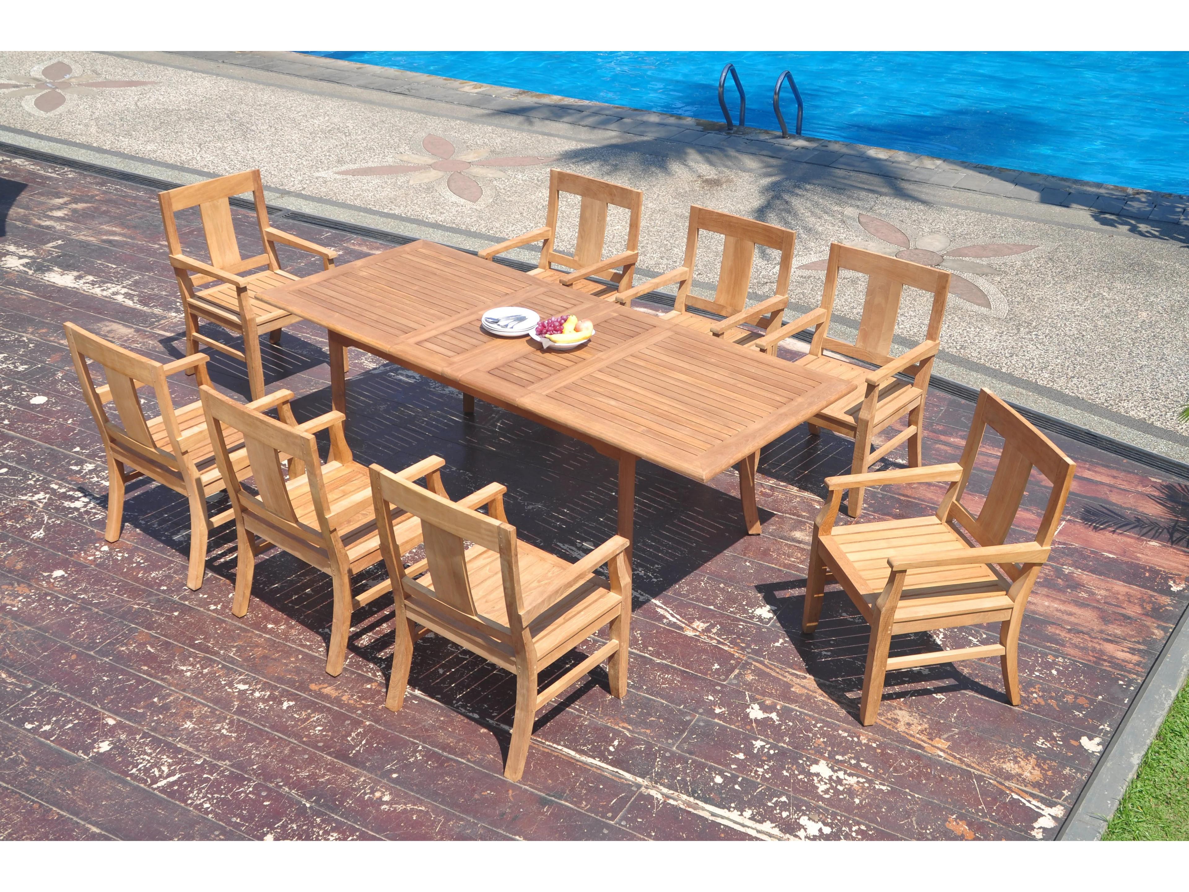 9 Pieces Large Double 94" Rectangular Dining Set