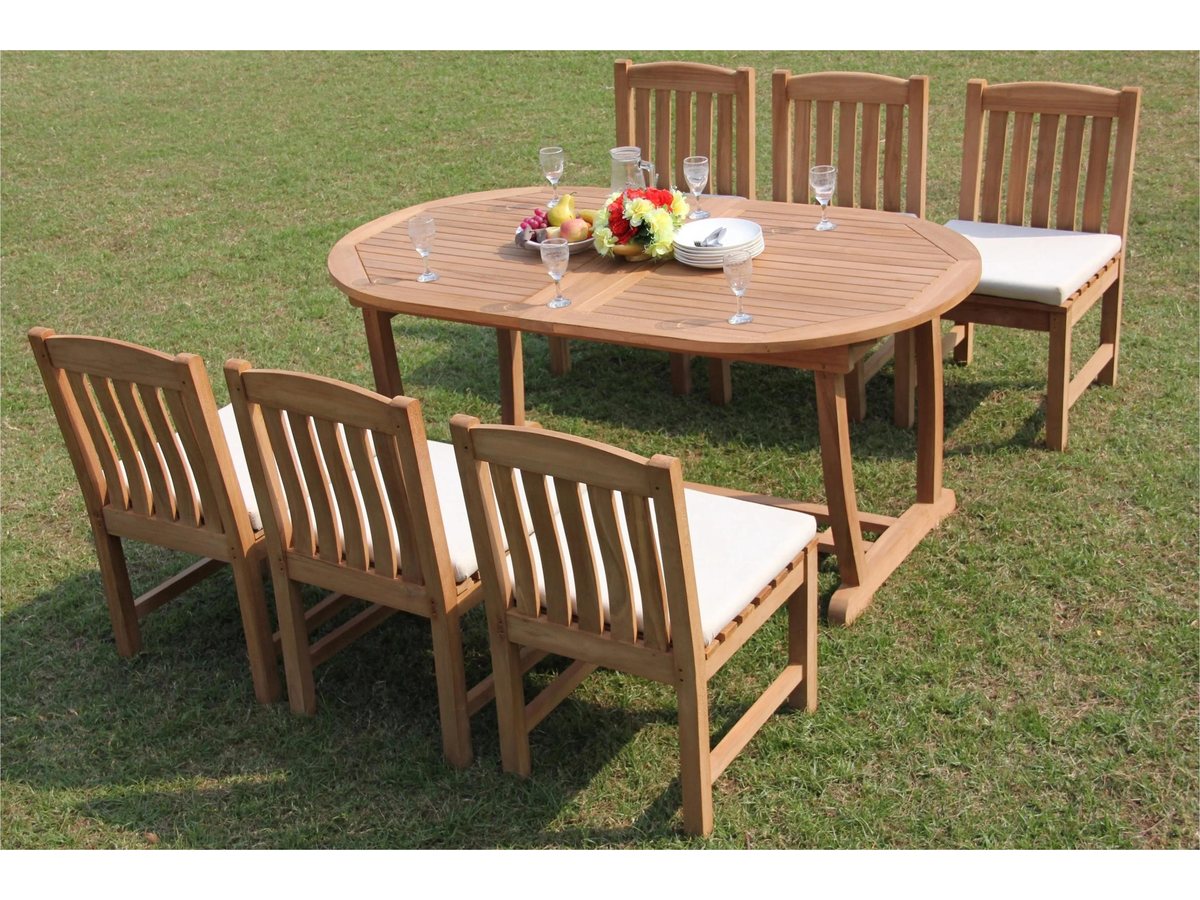 7 Pieces Mas 94" Oval Dining Set with Cushions