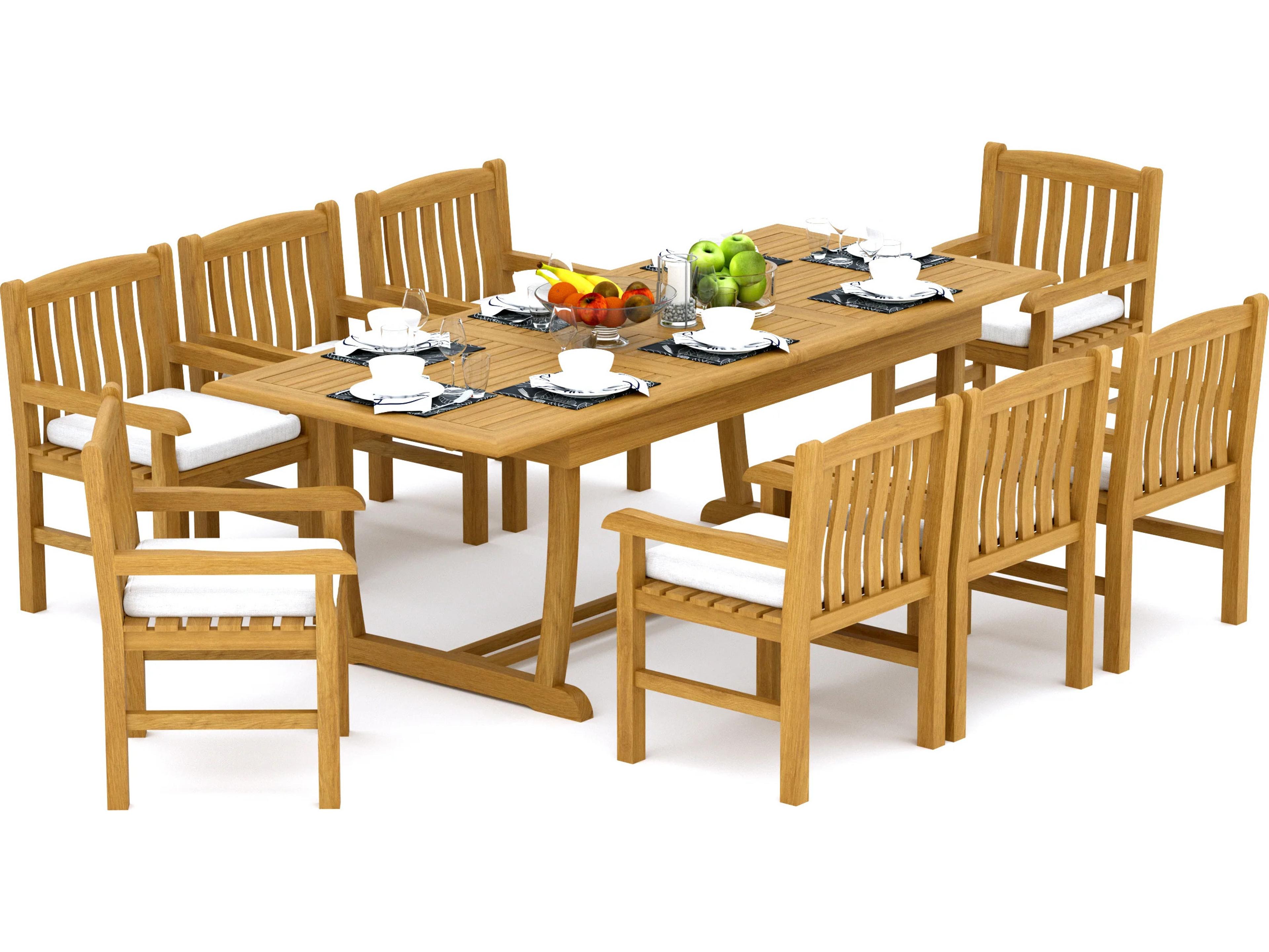 9 Pieces Mas 94" Rectangular Dining Set with Cushions