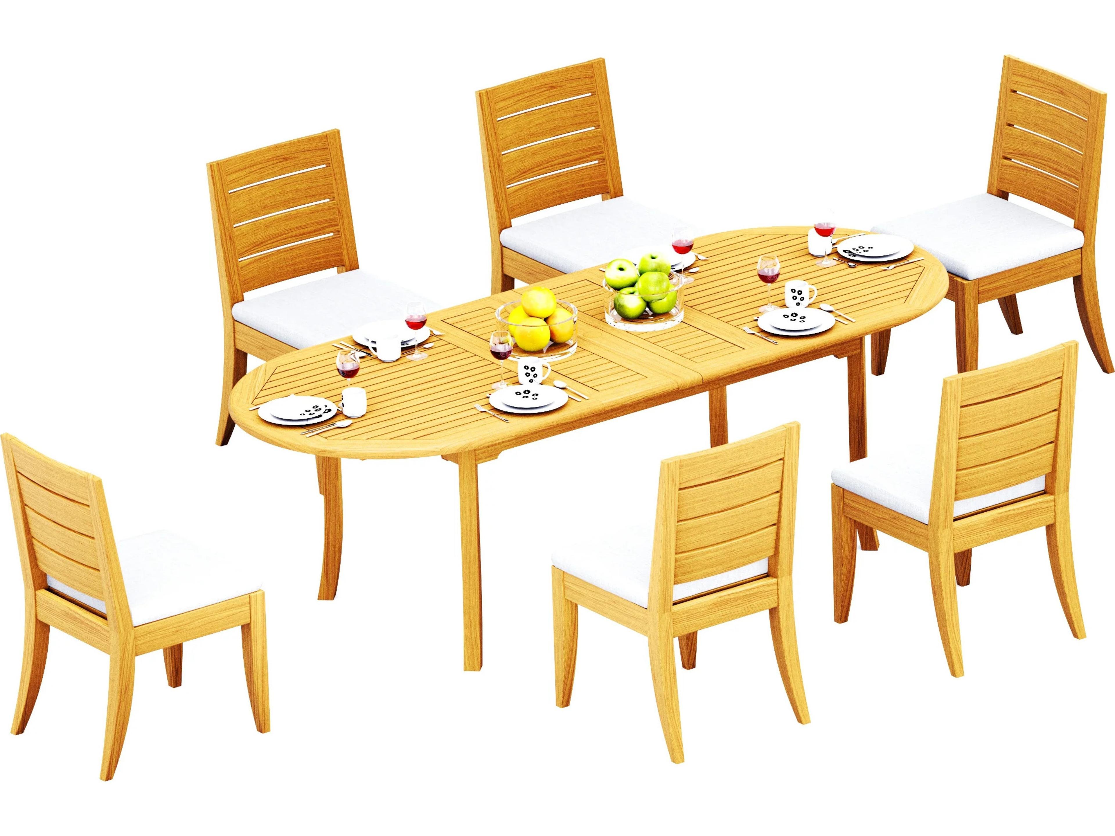 7 Pieces 94" Oval Dining Set with Cushions