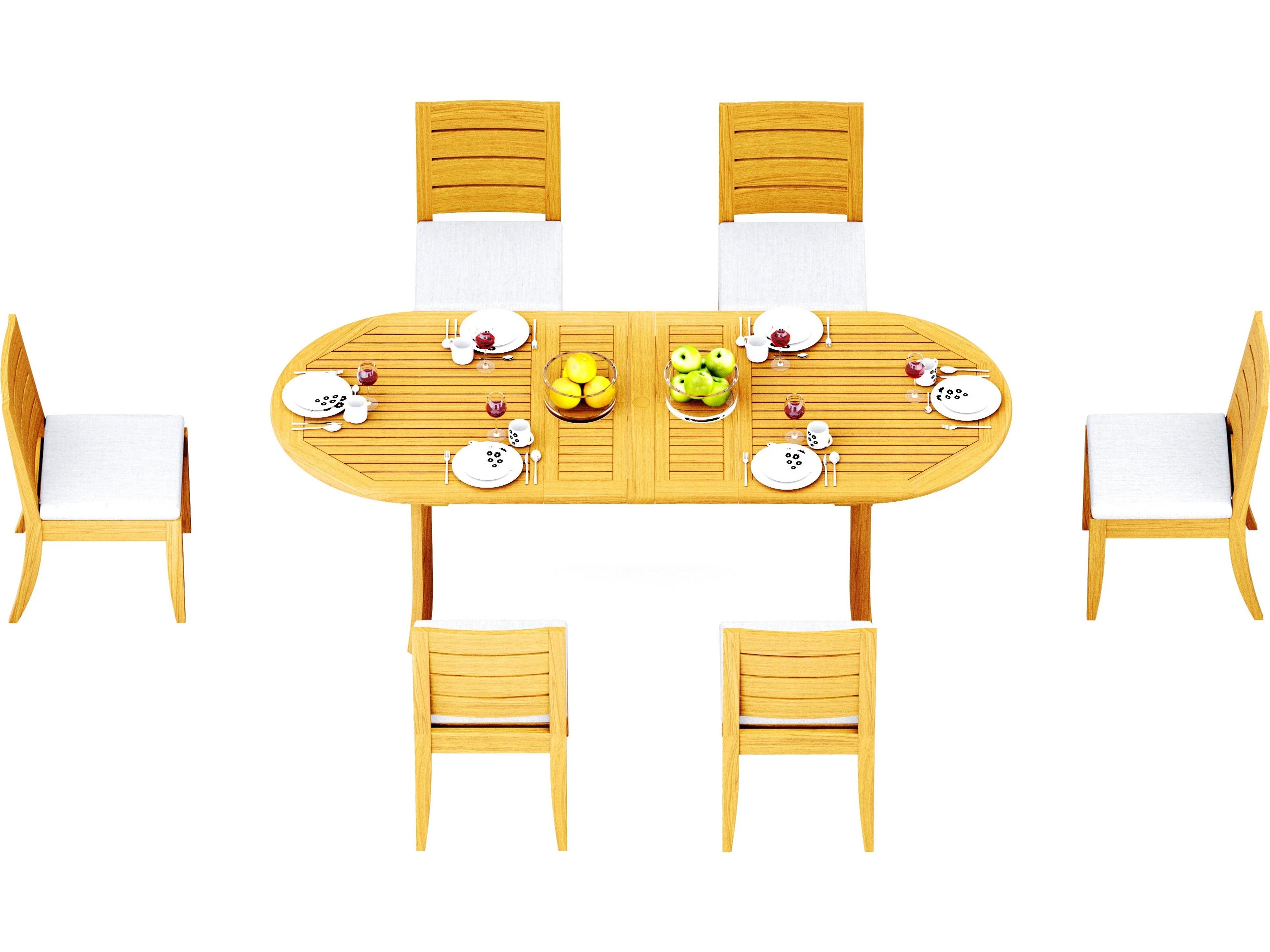 7 Pieces 94" Oval Dining Set with Cushions